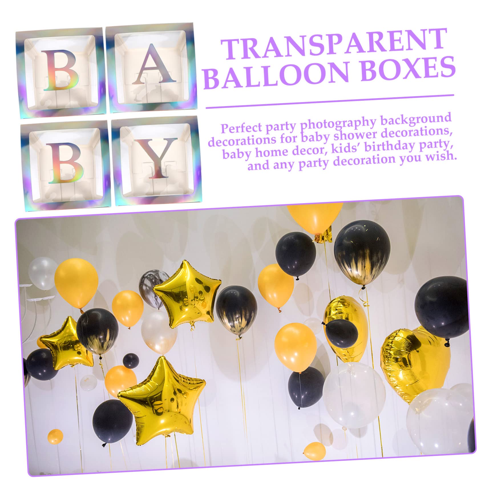 PRETYZOOM Silberne Quadratische Babyparty Kasten aus Papier mit Buchstaben Partydekoration für Gender Reveal Party und Kindergeburtstag