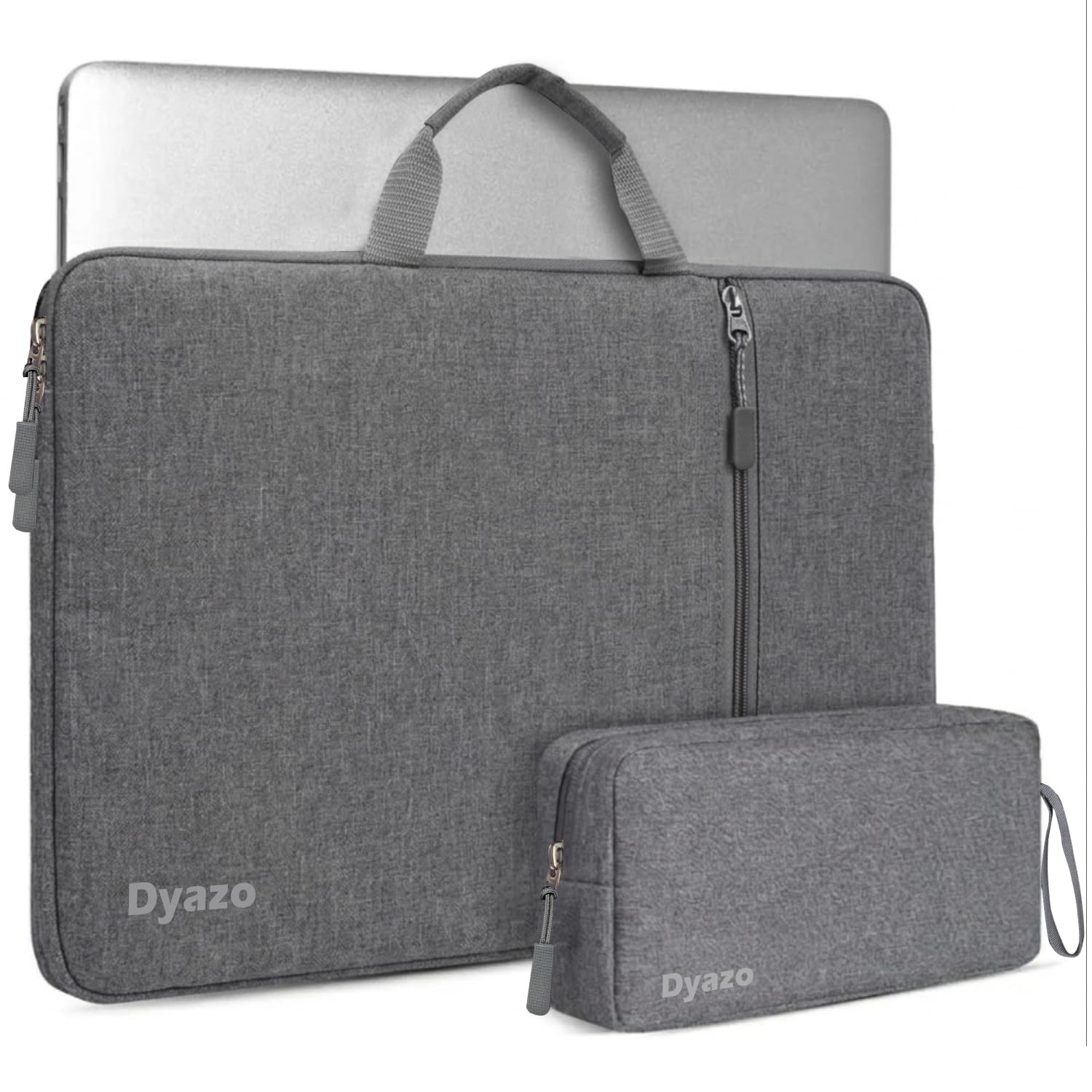 Dyazo 13.3 Inch Laptop Sleeve Case with Handle & Front Pocket and Charger Pouch Compatible for MacBook Air/Pro 14/ M2/M1, HP Envy 13, Chromebook & Notebooks (Grey)