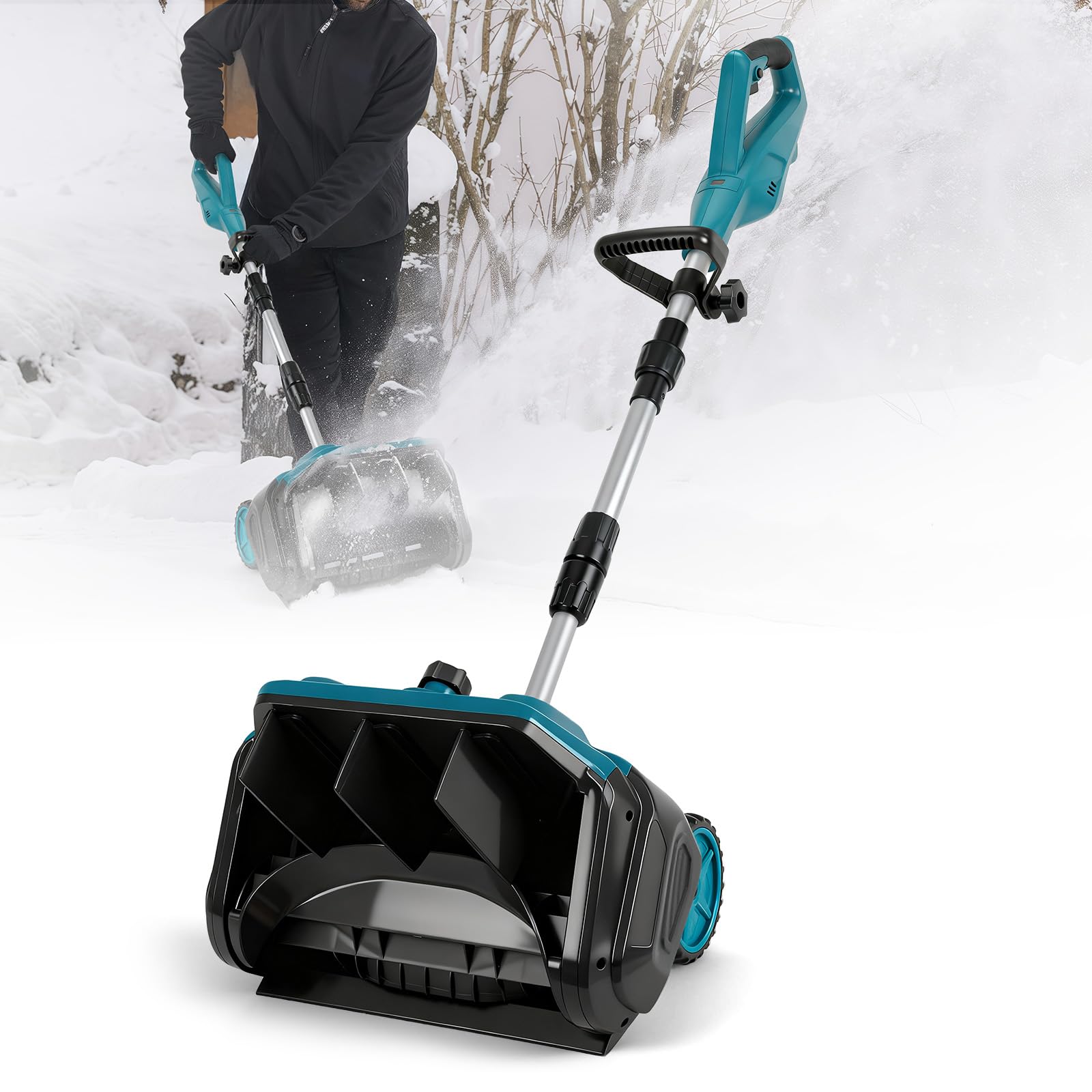 Akku Schneefräse für Makita Akku 18V, 1000W Elektrische Schneefräse Akku Kehrmaschine Schneeräumer, 30cm Schaufelbreite, 20cm Schneeräumtiefe (ohne Akkus)