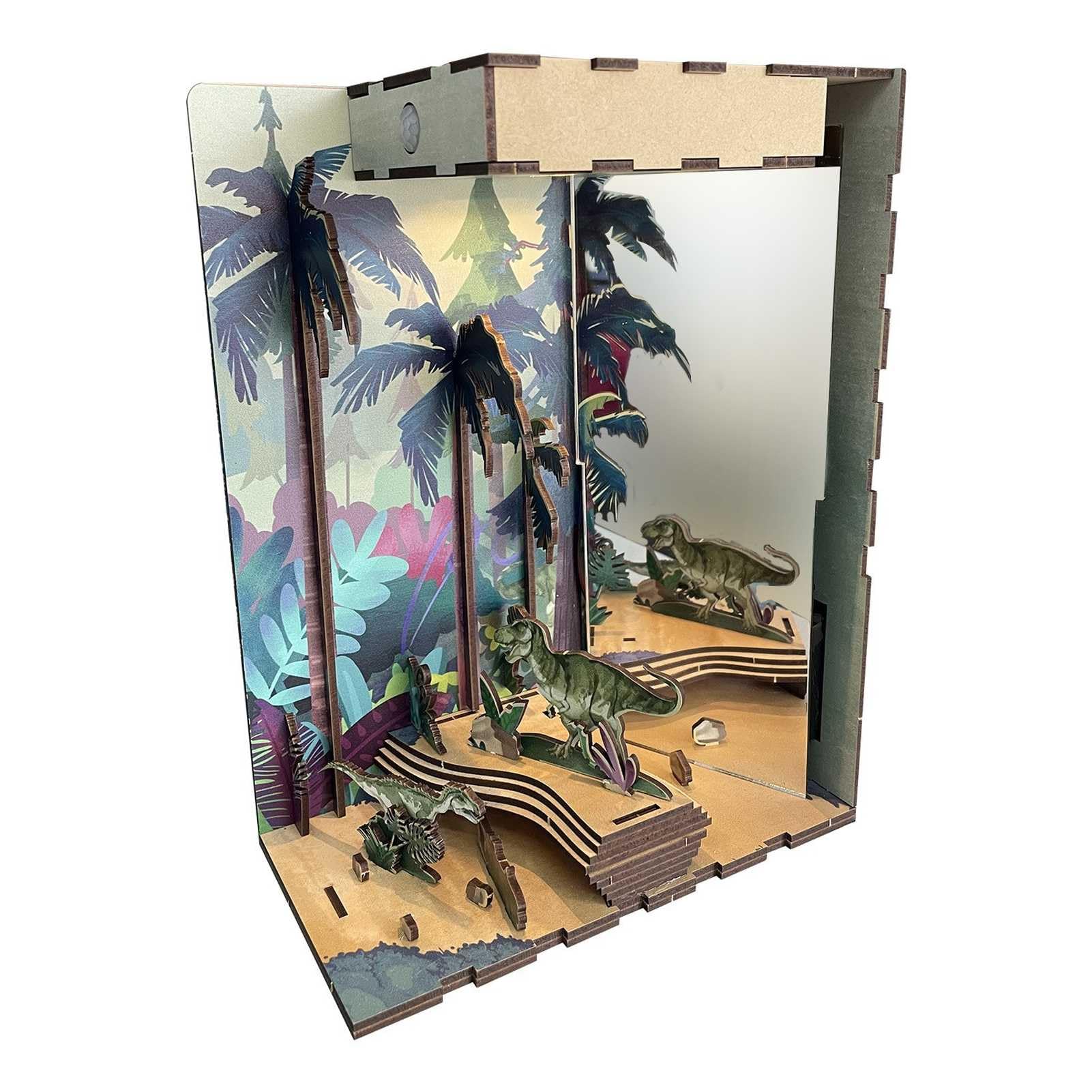 DIY Dinosaur Museum Book Nook Kit - 3D Wooden Puzzle With LED Lights, Creative Craft For Adults, Bookshelf Decor
