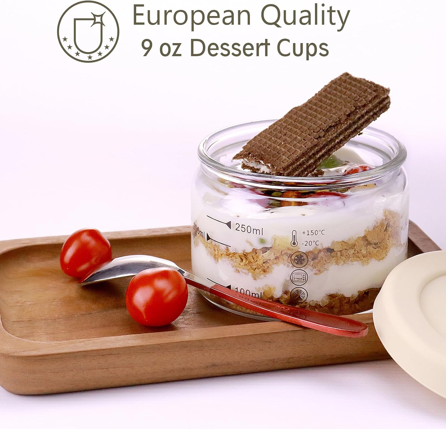 9 oz Round Pudding Glass Cups,Mini Glass Dessert Cups with Lid,Overnight Oats Meal Container with Silicone Seal Cover, Light Glasses Bowls, Dishwasher Microwave Safe (2 PCS) - Image 2