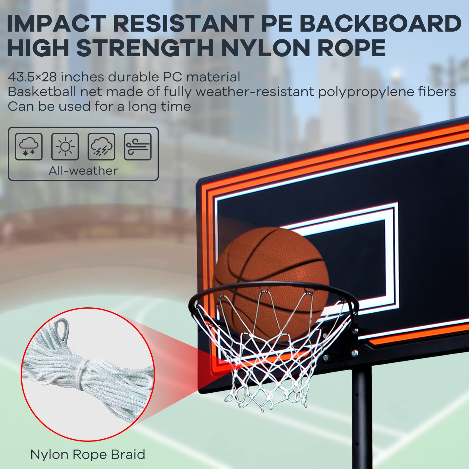 Basketball Hoop, Basketball Goal 7FT to 10 FT Height Adjustable