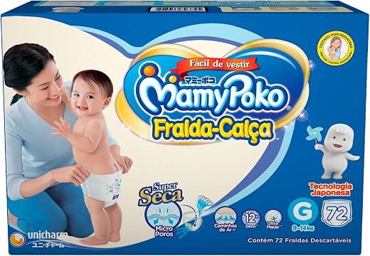 Fralda-Calça MamyPoko Tamanho G, 72 unidades