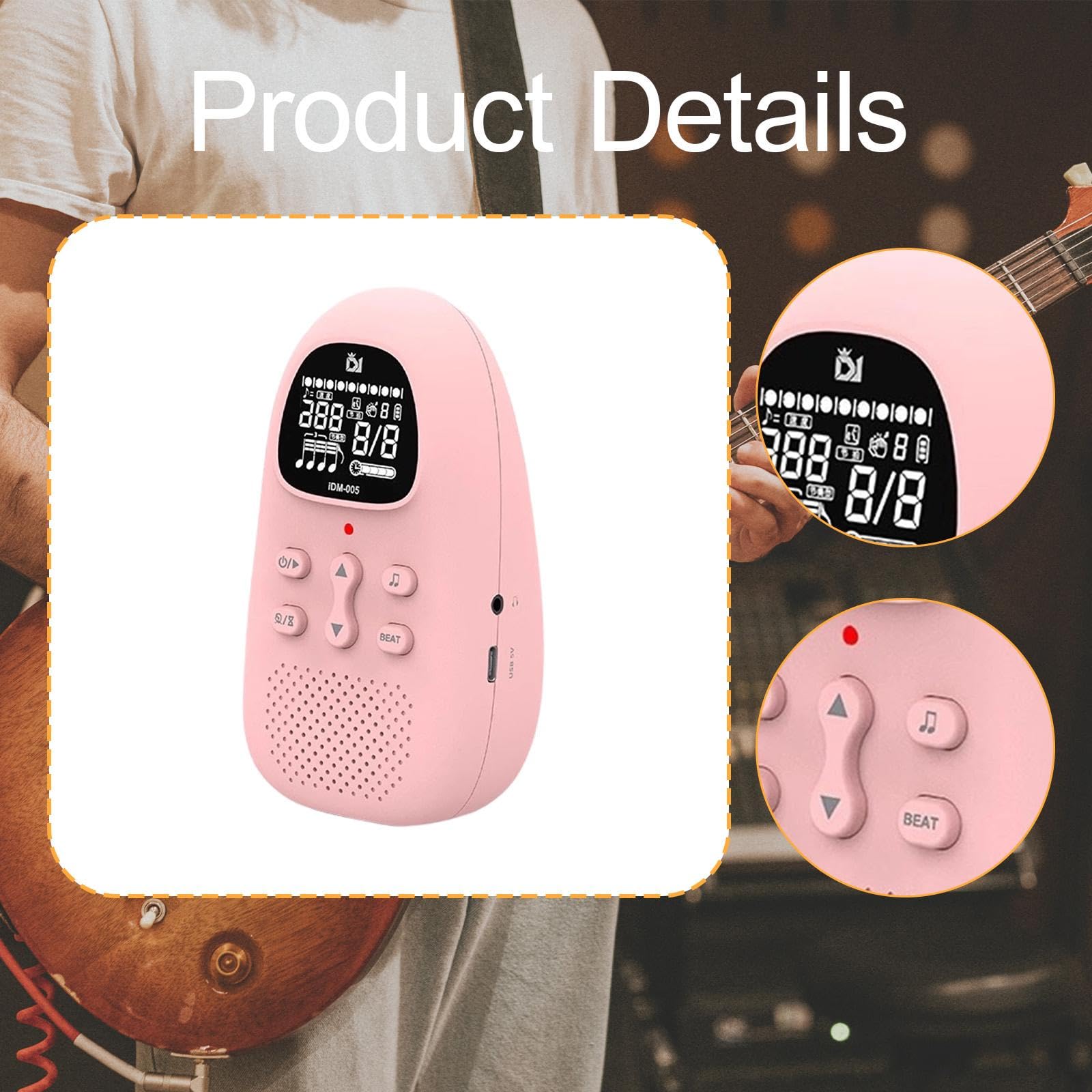MagiDeal Metronomo Elettronico con Volume Regolabile, Facile Da Usare, per, Metronomo Digitale Portatile per Sassofono, Violino, Rosa