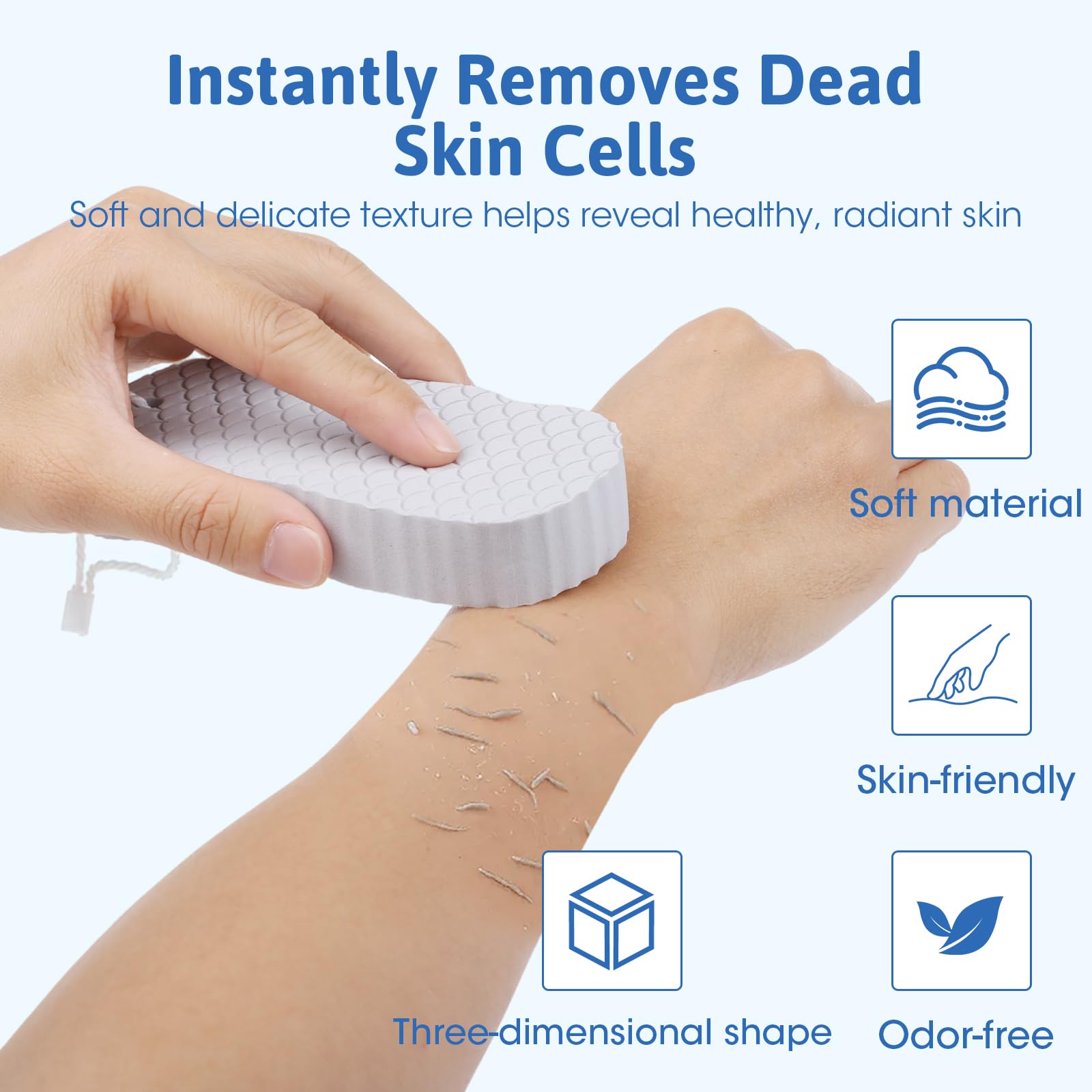 Gąbka do kąpieli peelingująca, 4 sztuki, ultra miękka gąbka do kąpieli, delikatny peeling, z rękawiczkami kąpielowymi i 4 haczykami, peeling wielokrotnego użytku, dla dorosłych, dzieci i kobiet