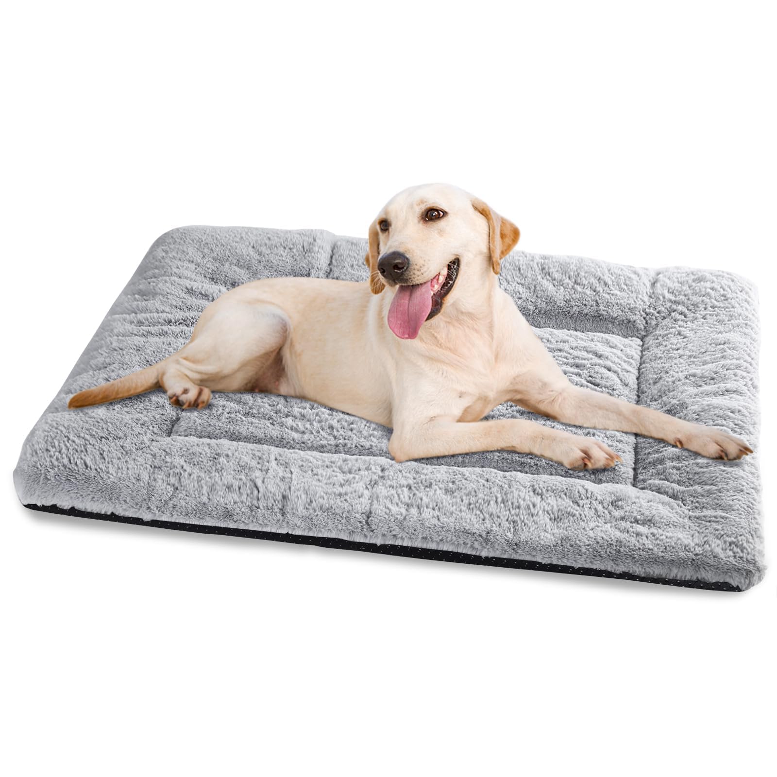 Baodan Washable Dog Bed for Medium Small Dogs Cats, Soft Dog Crate Mattress Mat, Fluffy Comfortable Pet Beds Pad Cushion- M 75x50 cm, Grey
