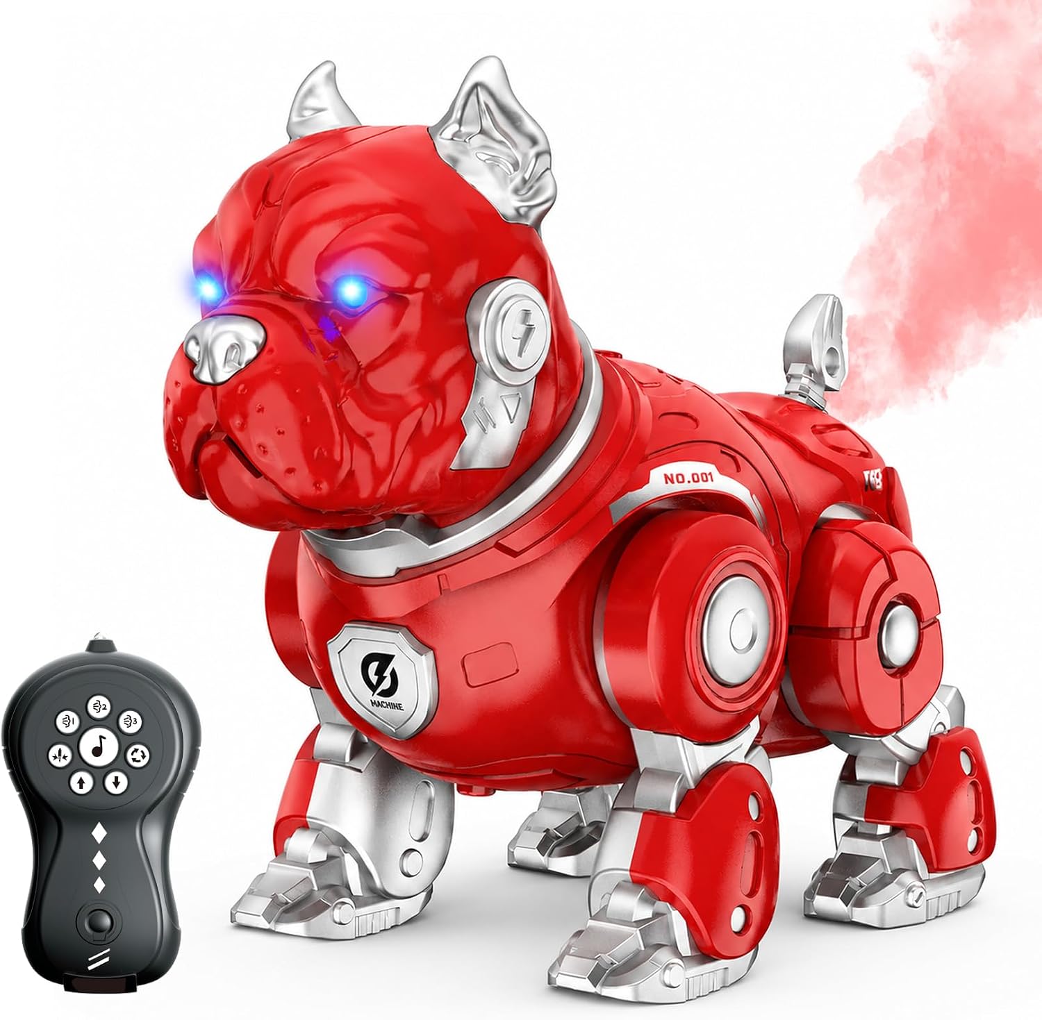 GAIETYDIY Remote Control Dog, Farting Spary Robot Bulldog for Kids, Red