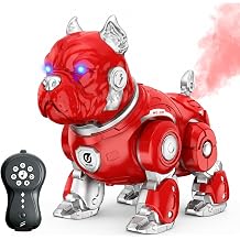 GAIETYDIY Remote Control Dog, Farting Spary Robot Bulldog for Kids, Red