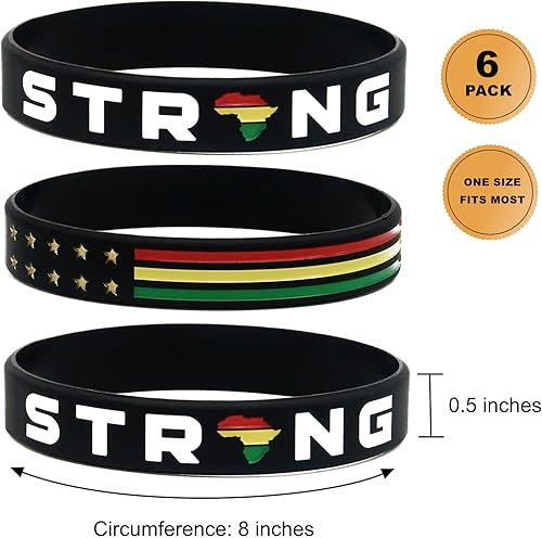 Miniatura 2 de Blackstrong - Pulseras de la bandera afroamericana (paquete de 6)  Pulseras de historia negra a granel para accesorios de historia negra y ropa de