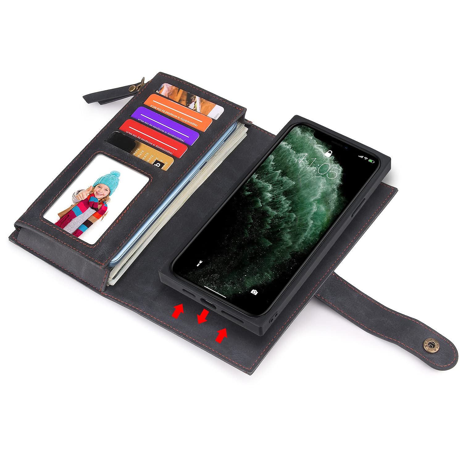 CHBO Cover Portafoglio Per IPhone XR Con Cerniera - 10 Slot Carte, RFID, Impermeabile, Retro Flip Stand - Pelle PU Marrone