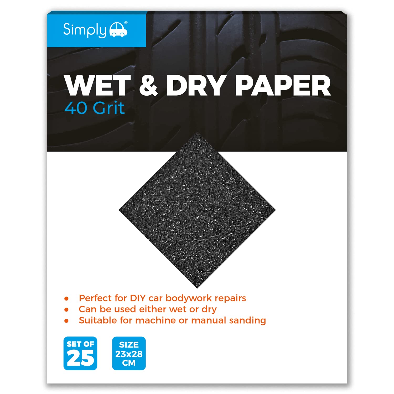 Simplement Wd0040 Wet & Dry Polissage Papier Grain 40, Lot De