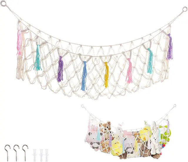 Colorful Stuffed Toys Hammock - Large Storage Net for Kids Room Organization