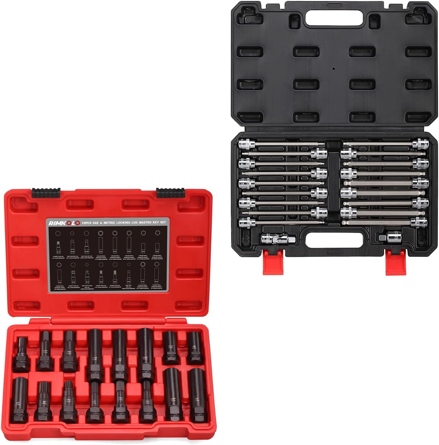 RIMKOLO 20Piece 3/8 Inch Drive Long Ball End Hex Bit Socket Set & 16