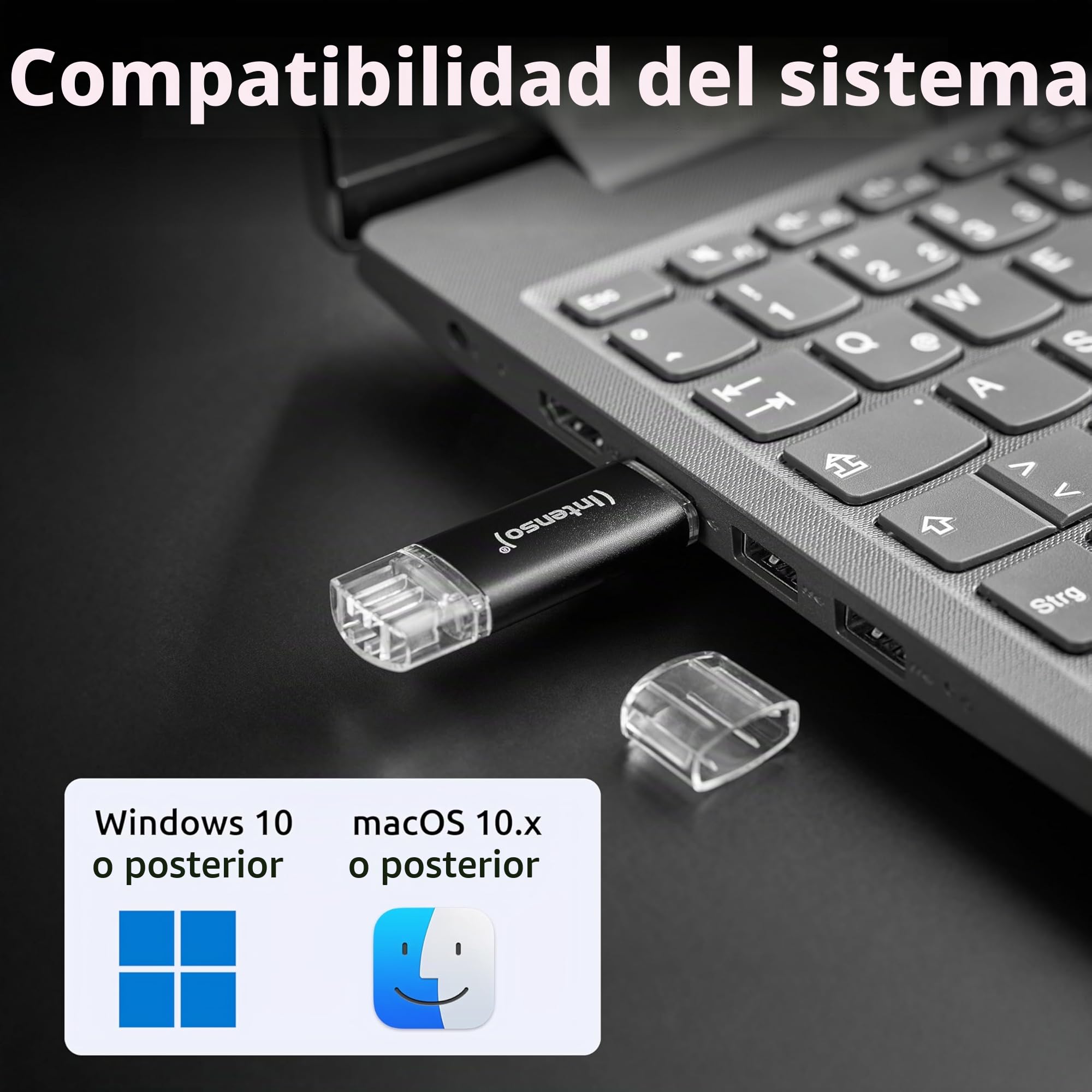 Intenso Twist Line - Memoria USB Doble (512 GB, 3.2 Gen 1x1, USB-C y USB-A, 70 MB/s, Color Antracita)