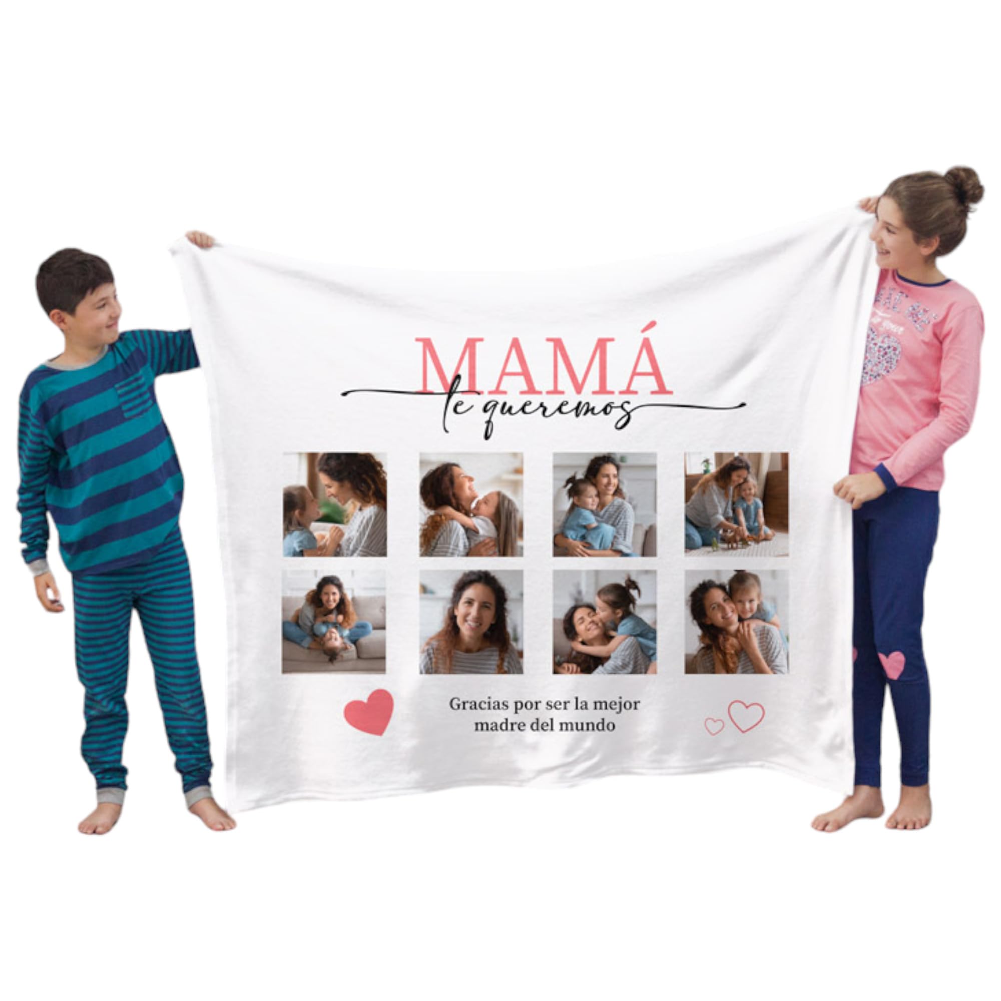 Made in Gift Manta Personalizada con Fotos Mamá Elegante 170x130 cm en Material Polar o Coralina para Sofá o Cama en Invierno como Regalo Original para el Día de la Madre (Forro Polar)