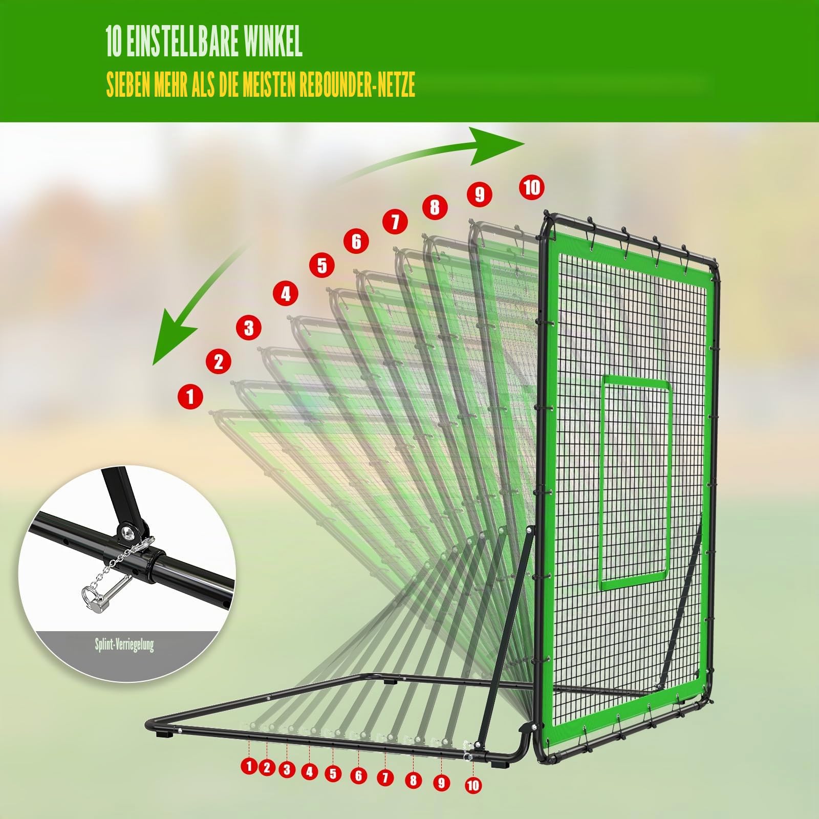 Insaga Baseball Rebounder 137x122 cm, 10 Winkel, schweres Rückprallnetz für Baseball/Softball-Training: Bodenbälle, Line Drives, Flugbälle (Einzelspieler)