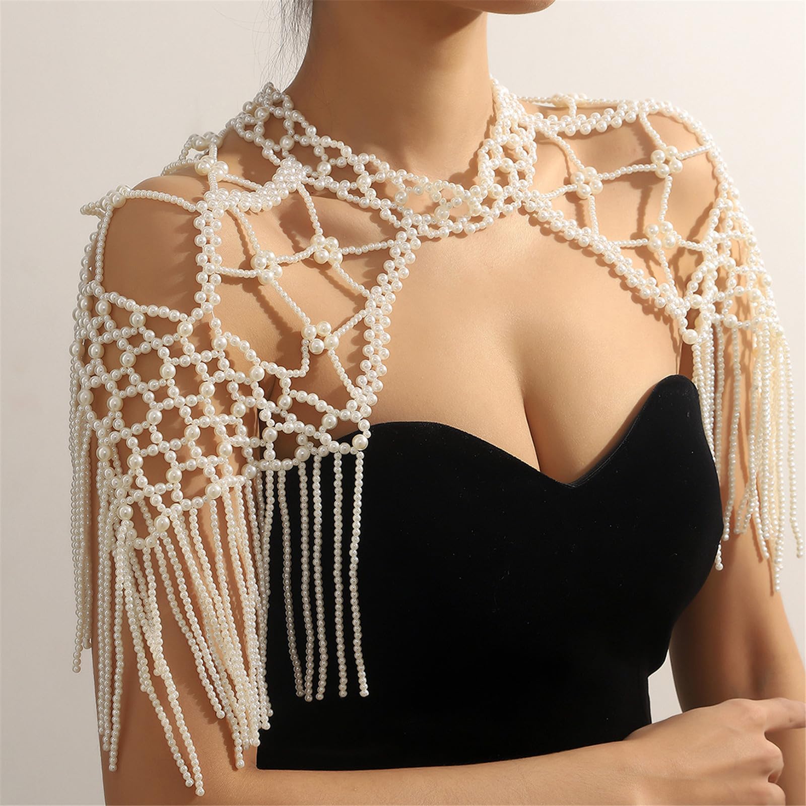 Châle à franges en perles pour soirée - Pashmina tendance - Pour robes de mariée Cheongsam - Décoration unique