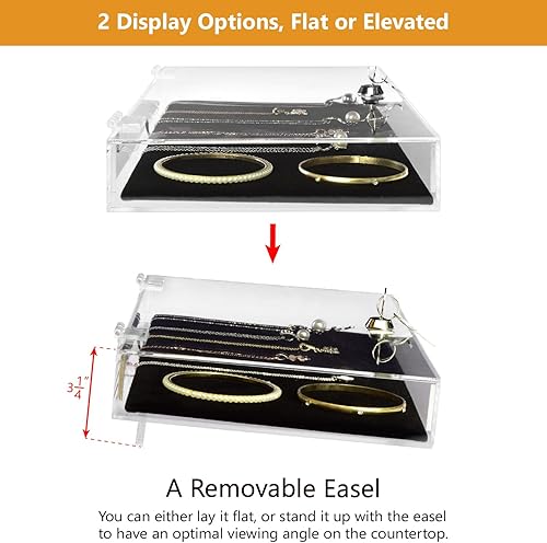 Miniatura 3 de MOOCA Soporte rectangular de acrílico para marketing con bloqueo de seguridad, escaparate de seguridad, bandeja de exhibición perfecta para relojes,