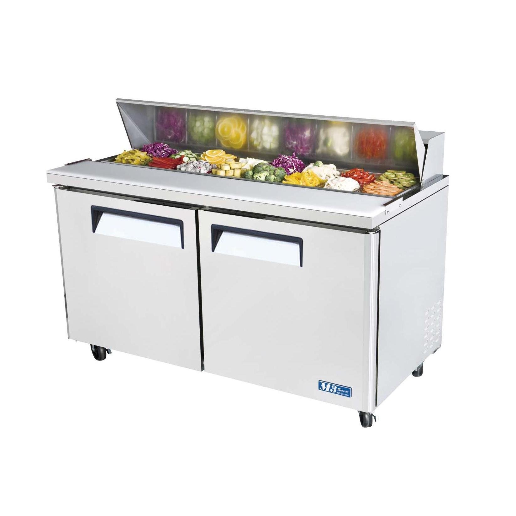 Turbo Air MST-60 Refrigerated Prep Table, 16 Pan, Two Door, 16 cu ft