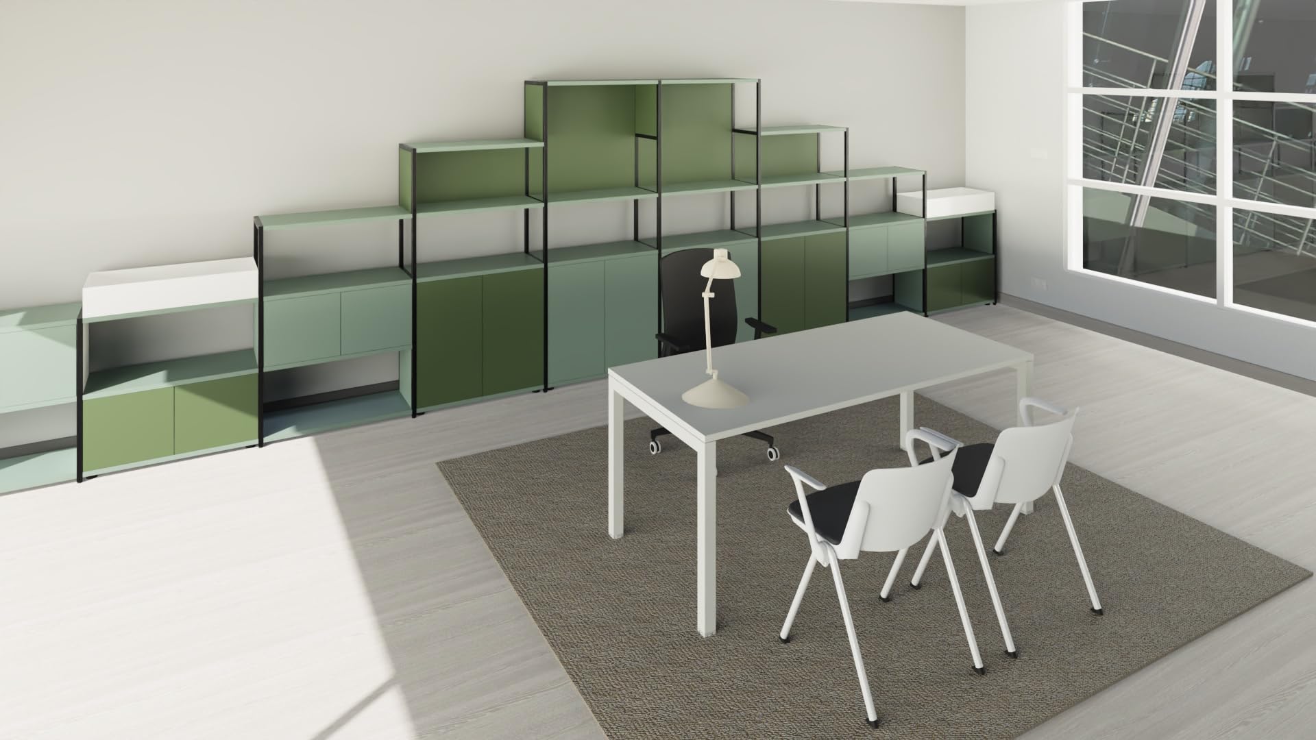 FBasic Scrivania Operativa Ufficio - Struttura metallo BIANCO e Piano legno BIANCO - 180x80x74