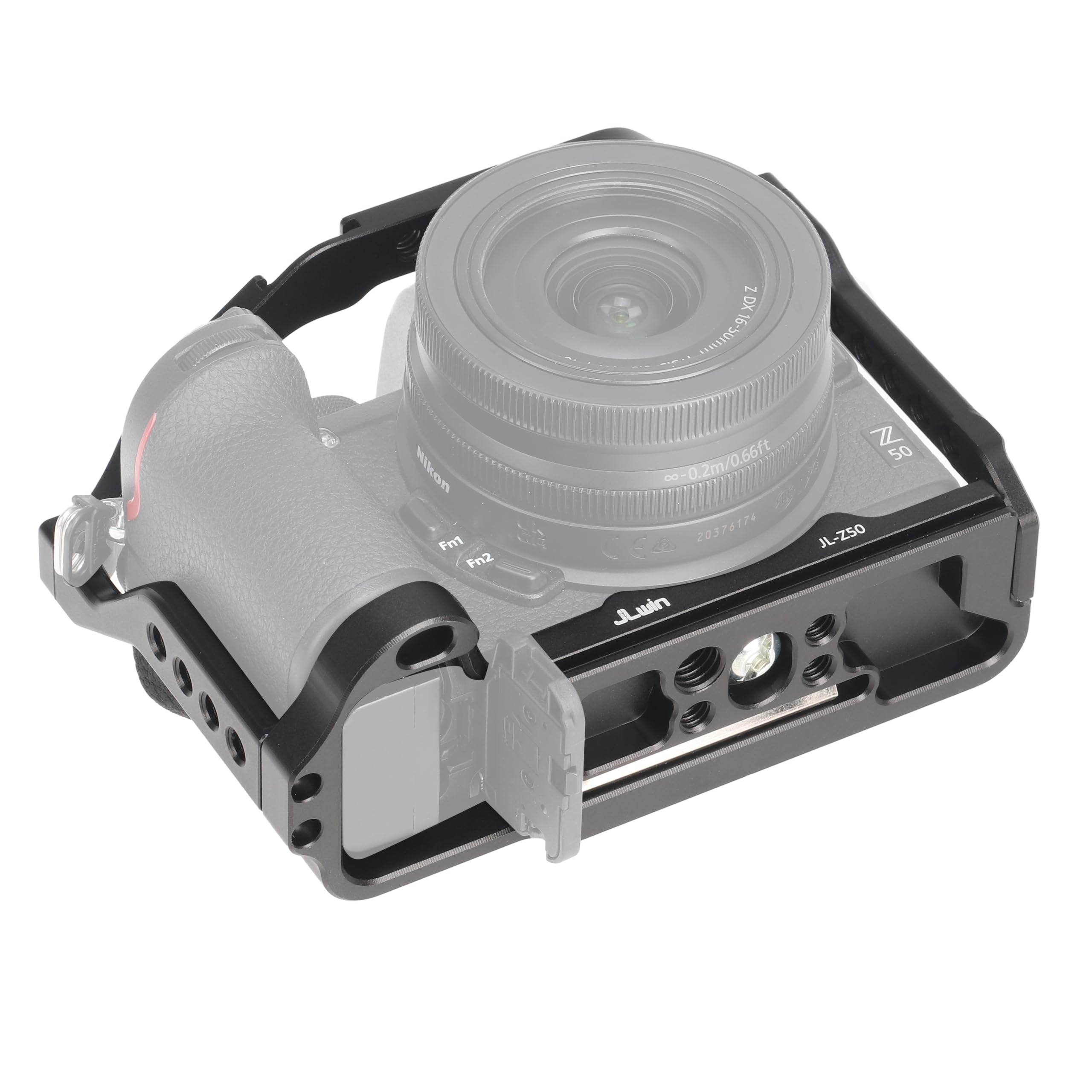 Hersmay Z50 Cage pour appareil photo avec poignée supérieure en aluminium pour Nikon Z50 avec libération rapide pour trépied Arca, griffe, rail NATO et trous de 6,35 mm et 9,5 mm