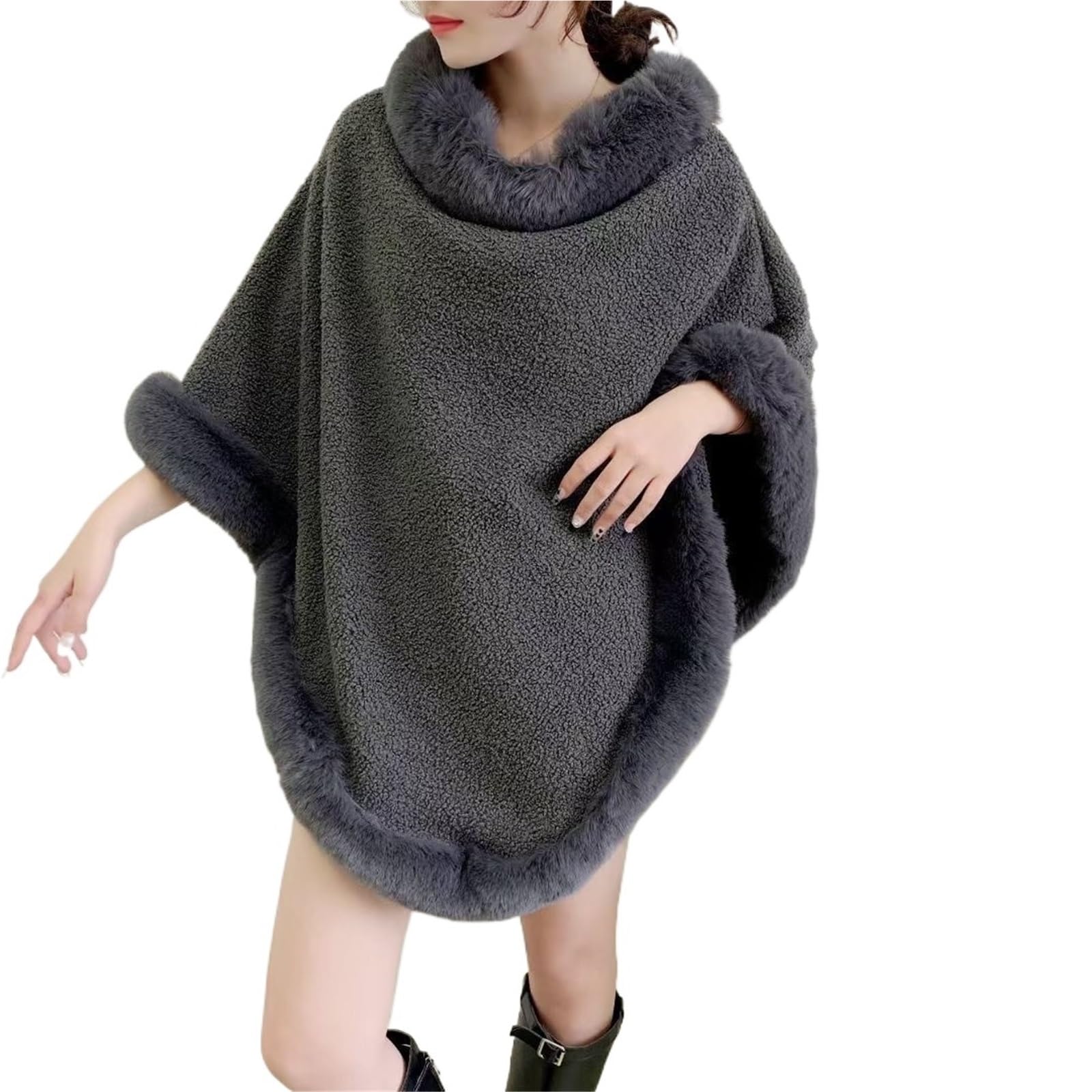 Poncho Donna Poncho da Donna Autunno Inverno, Spesso, in Velluto Granulato, Caldo, Scialle da Donna.