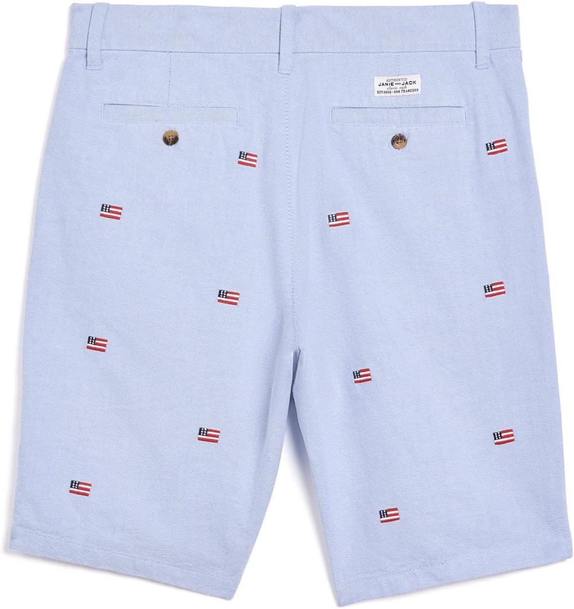 Janie and Jack Boys' Embroidered Flag Oxford Short