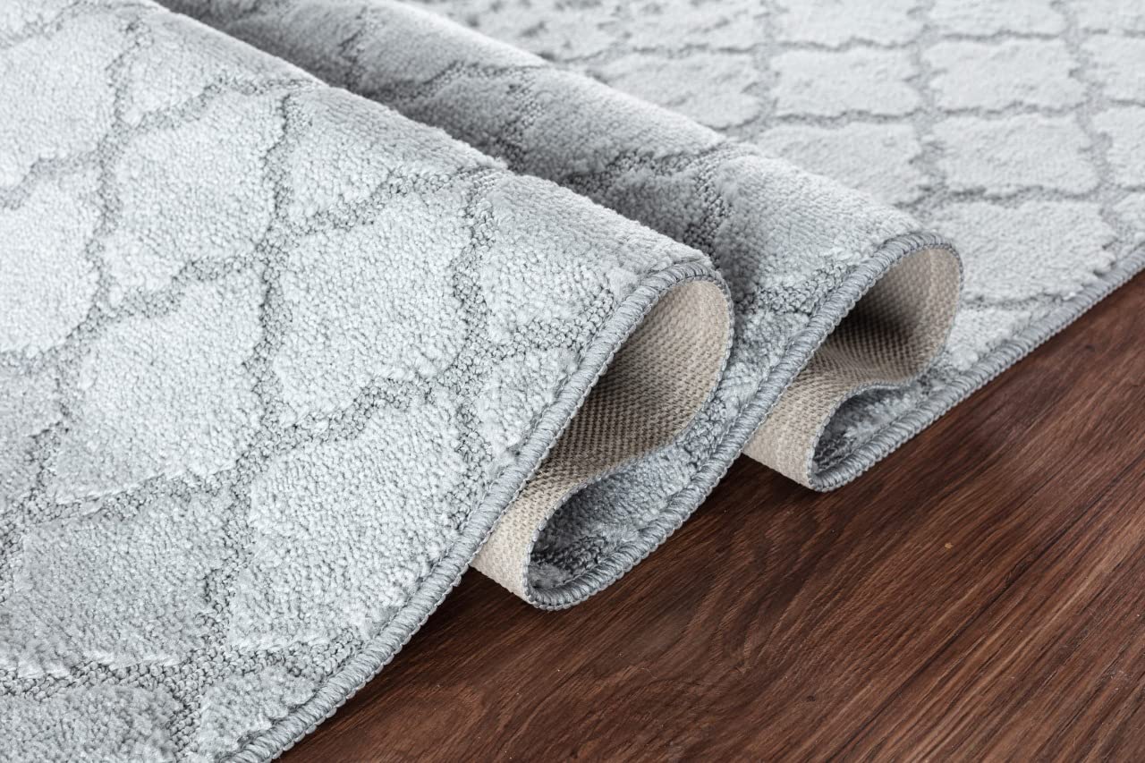 GULLAMBO Non Slip Mat - Super Absorbent Dirt Trapper - Kitchen, Front Door Mat (Dark Grey Trellis, 80cm x 300cm)
