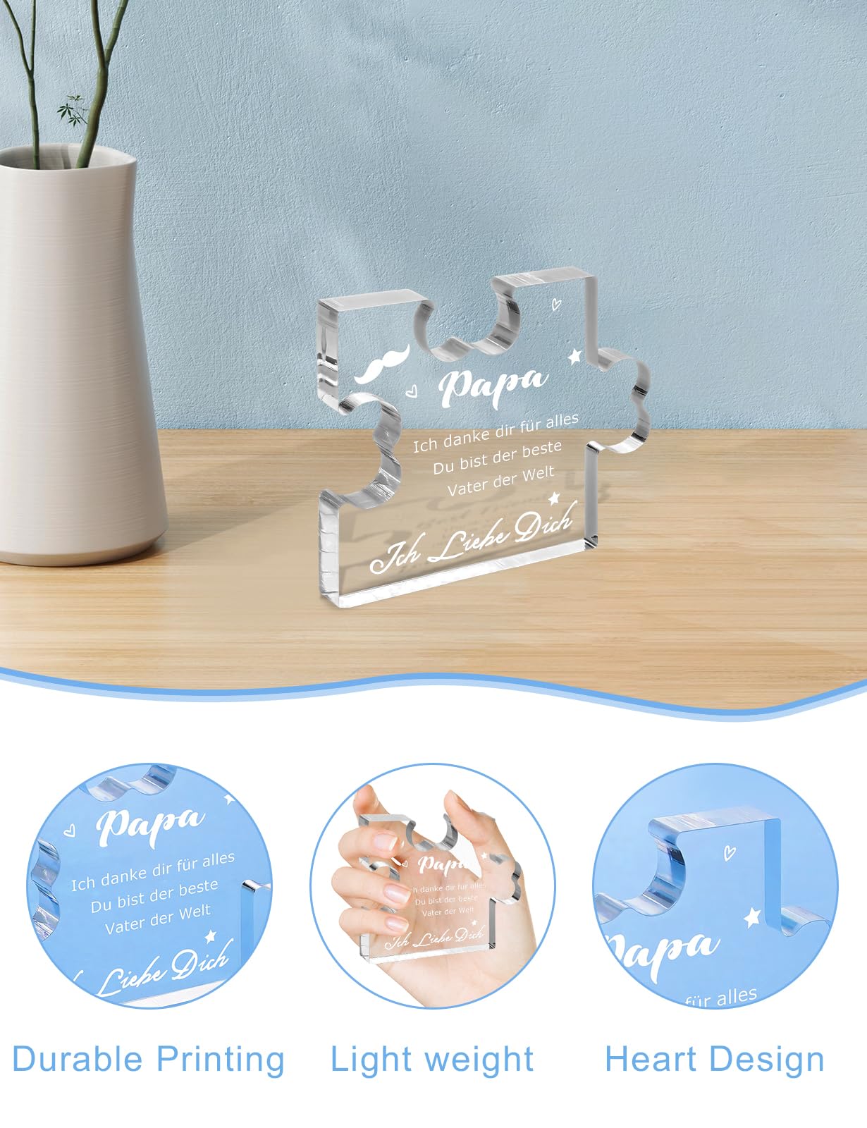 Papa geschenken van dochter zoon, cadeaus voor papa acryl aandenken verjaardagscadeaus voor papa bureau decoratief bord voor thuiskantoor papa verjaardagscadeaus
