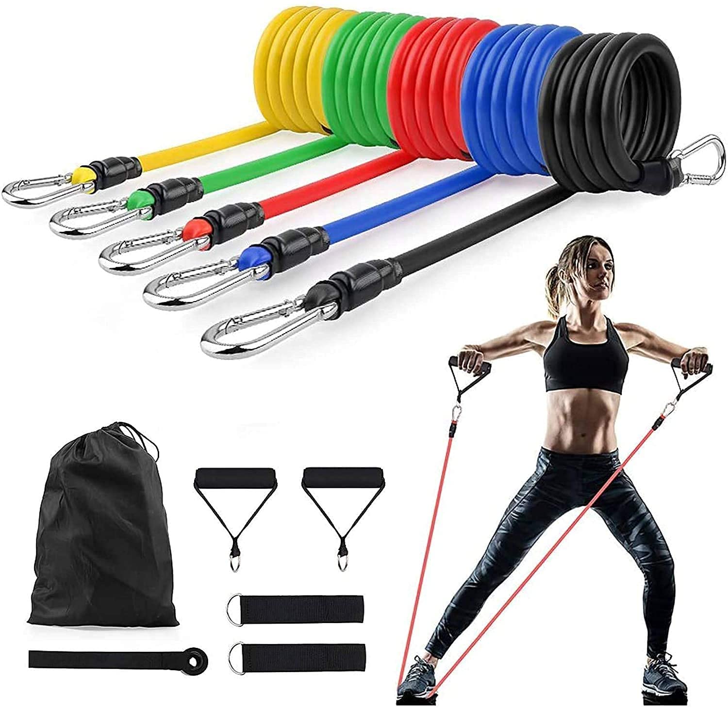 ANANYA Resistance Exercise Toning Tube Bands Set 11 Pcs- Home,Gym,Stretching-Men-Women Resistance Tube (Multicolor) (B09C4VTYS4) Amazon Price History, Amazon Price Tracker