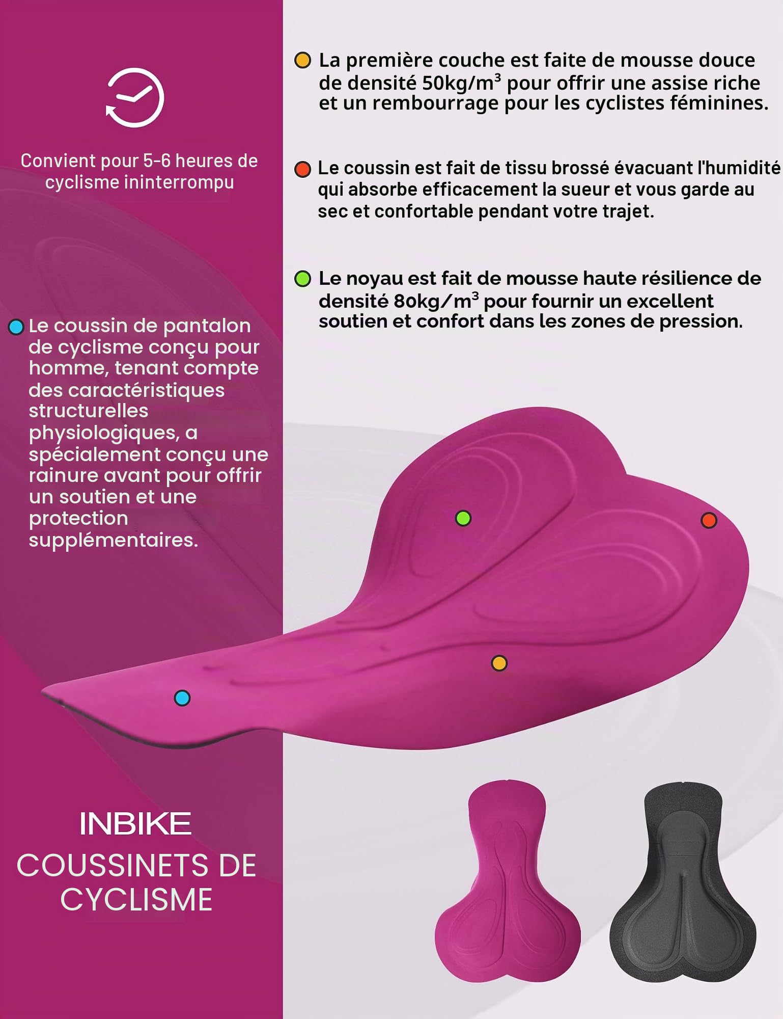 INBIKE Cuissard de Cyclisme à Bretelles pour Femme Short d'été Respirant à Séchage Rapide VTT Vélo de Route