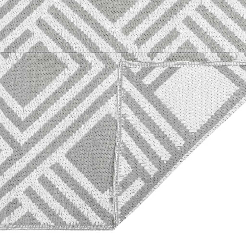 ARAKIL Tapis d'extérieur gris 190 x 290 cm PP résistant aux intempéries pliable réversible antidérapant pour jardin, balcon, terrasse, camping, pique-nique, plage