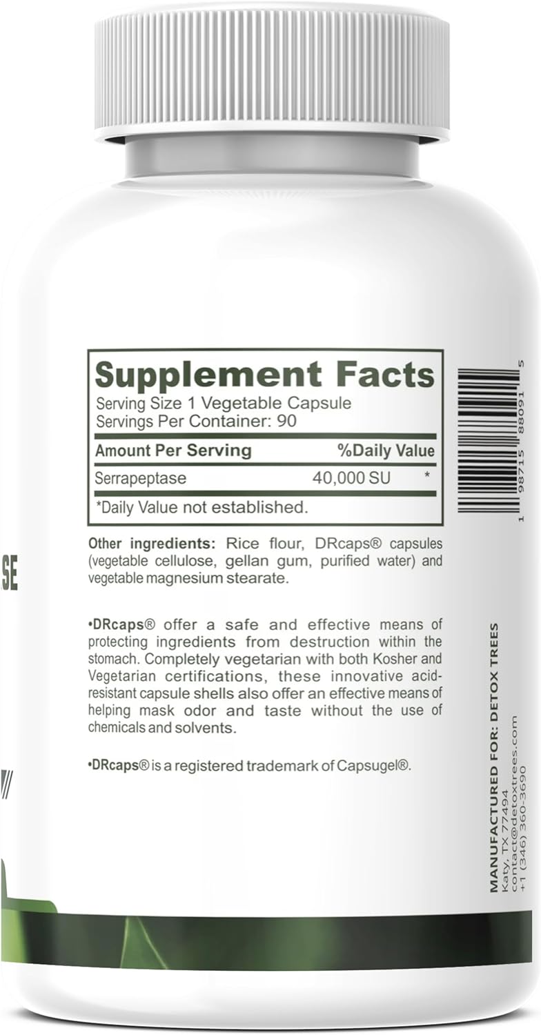 Serrapeptase 40,000 SPU - Proteolytic Enzyme for Inflammation Support - Sinus, Respiratory and Joint Comfort - Non-GMO - Gluten Free - Vegan - 90 Capsules - Image 2