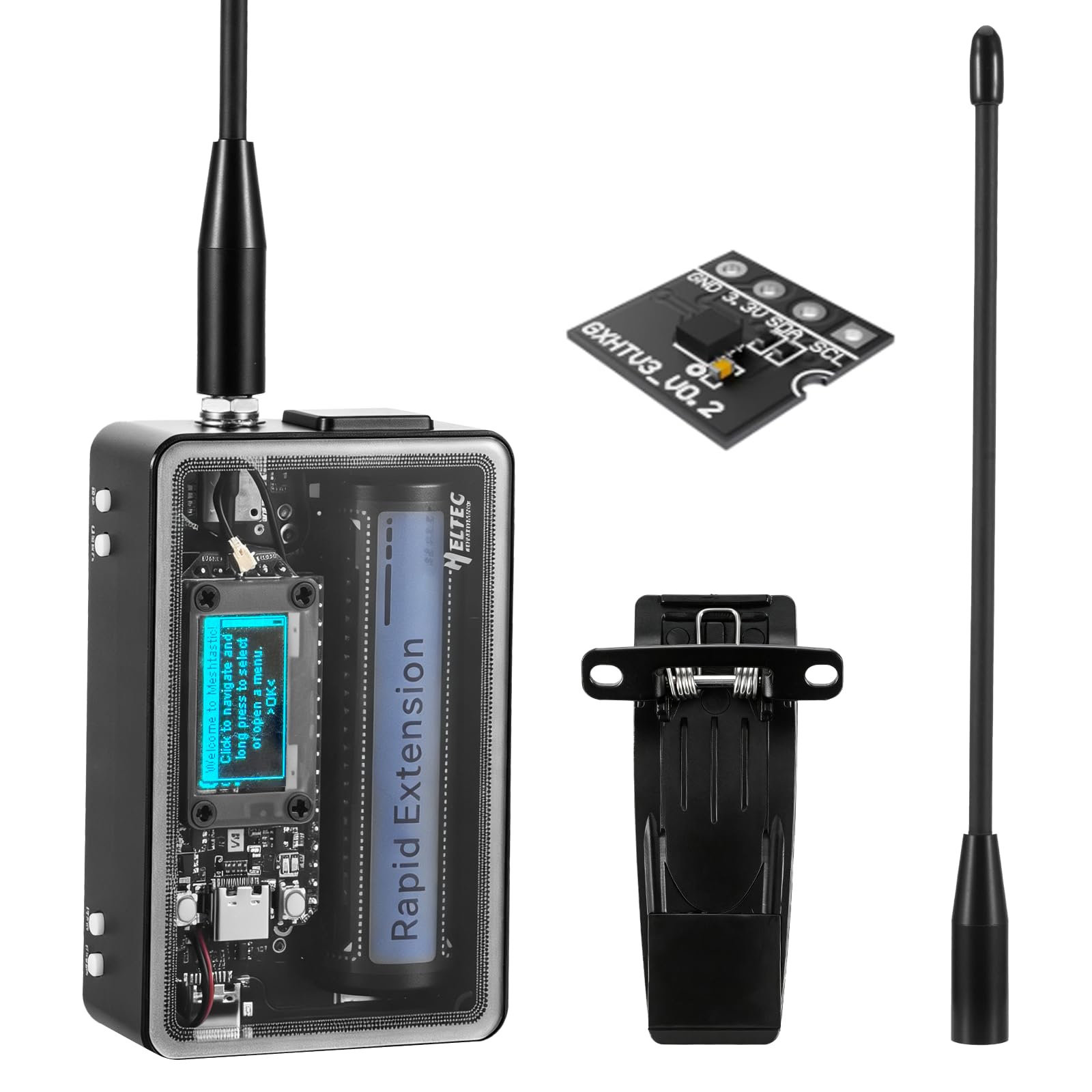 LoRa ESP32 V4 Carte de développement avec capteur TH, module APKLVSR LoRa 32 V4 avec batterie 2800 mAh et GPS, boîtier en verre trempé, ESP32-S3R2, puce LoRa WiFi Bluetooth 1262, pour Arduino