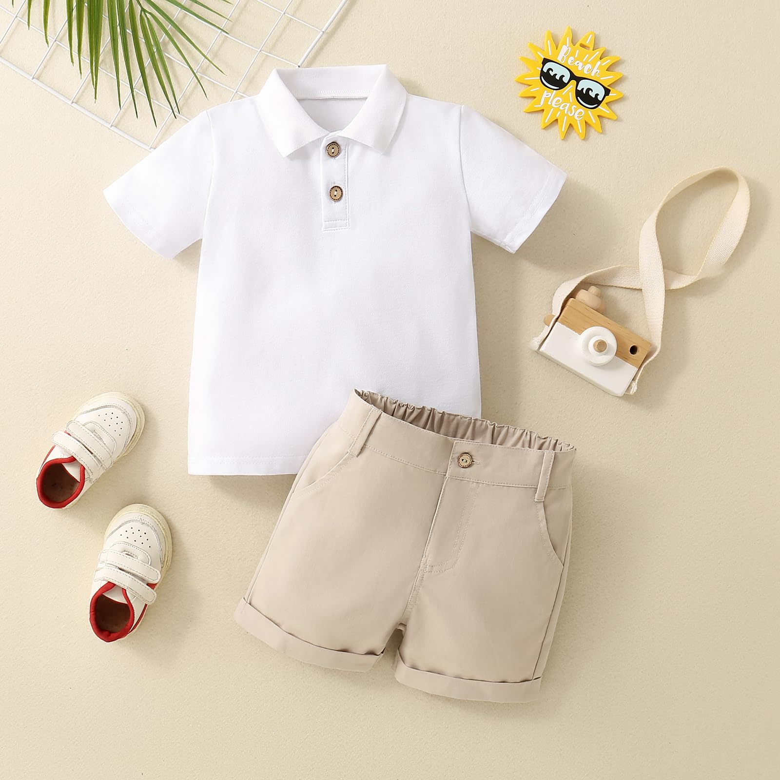 Yanmucy Bebé Niño Ropa de Verano Trajes Niño Polo Camisa de Manga Corta Sólido Elástico Pantalones Cortos Ropa Traje Casual Camiseta Tops Pantalones Cortos Conjunto 1-6 Años