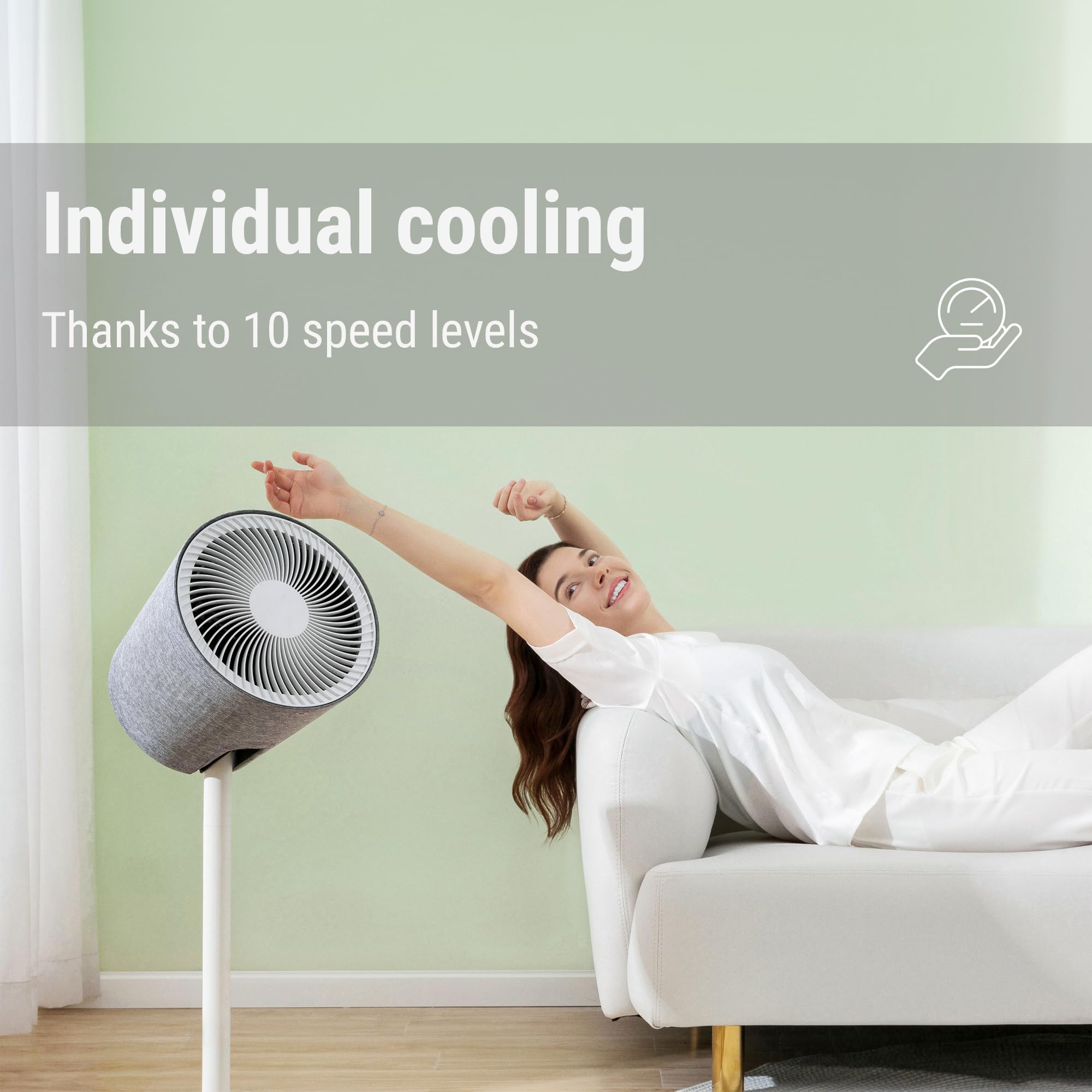 Stadler Form Ventilador Simon, ventilador de soporte 3D, mit horizontaler und vertikaler Schwenkfunktion, 10 Geschwindigkeitsstufen, mit Funk-Fernbediung, leise, weiss