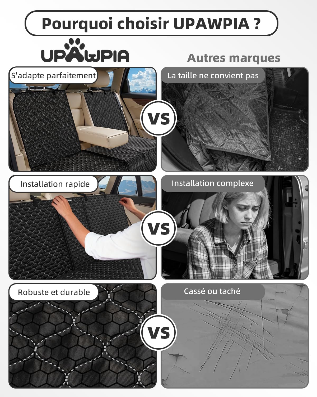 Protection Voiture Chien Imperméable Antidérapante Housse Voiture Chien Compatible avec les Sièges Auto Protection Siege Voiture Chien pour Chiens Enfants Convient à la Plupart des Voitures Suv Camion