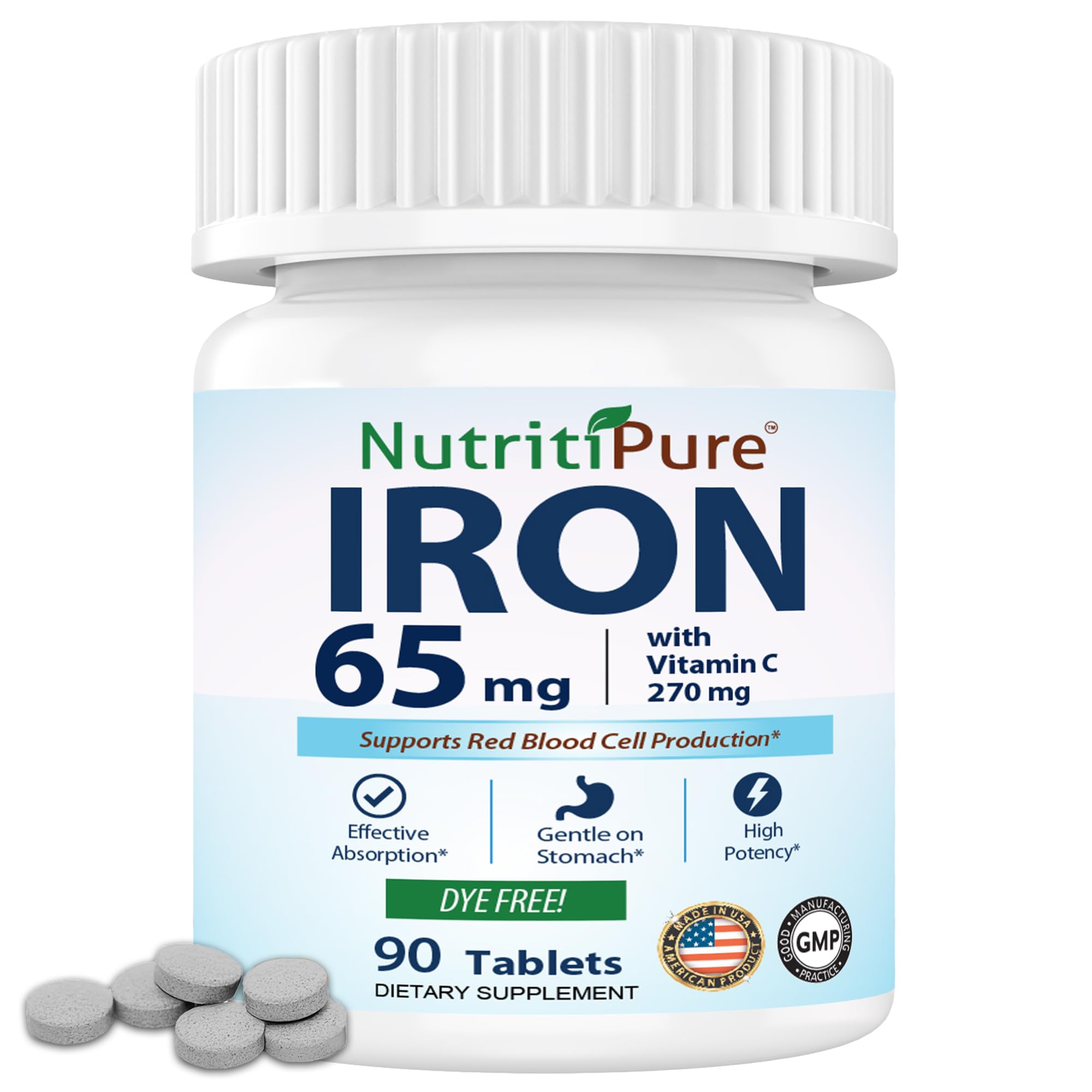 Iron Supplement, Carbonyl Iron 65mg, Vitamin C 270mg, 90ct
