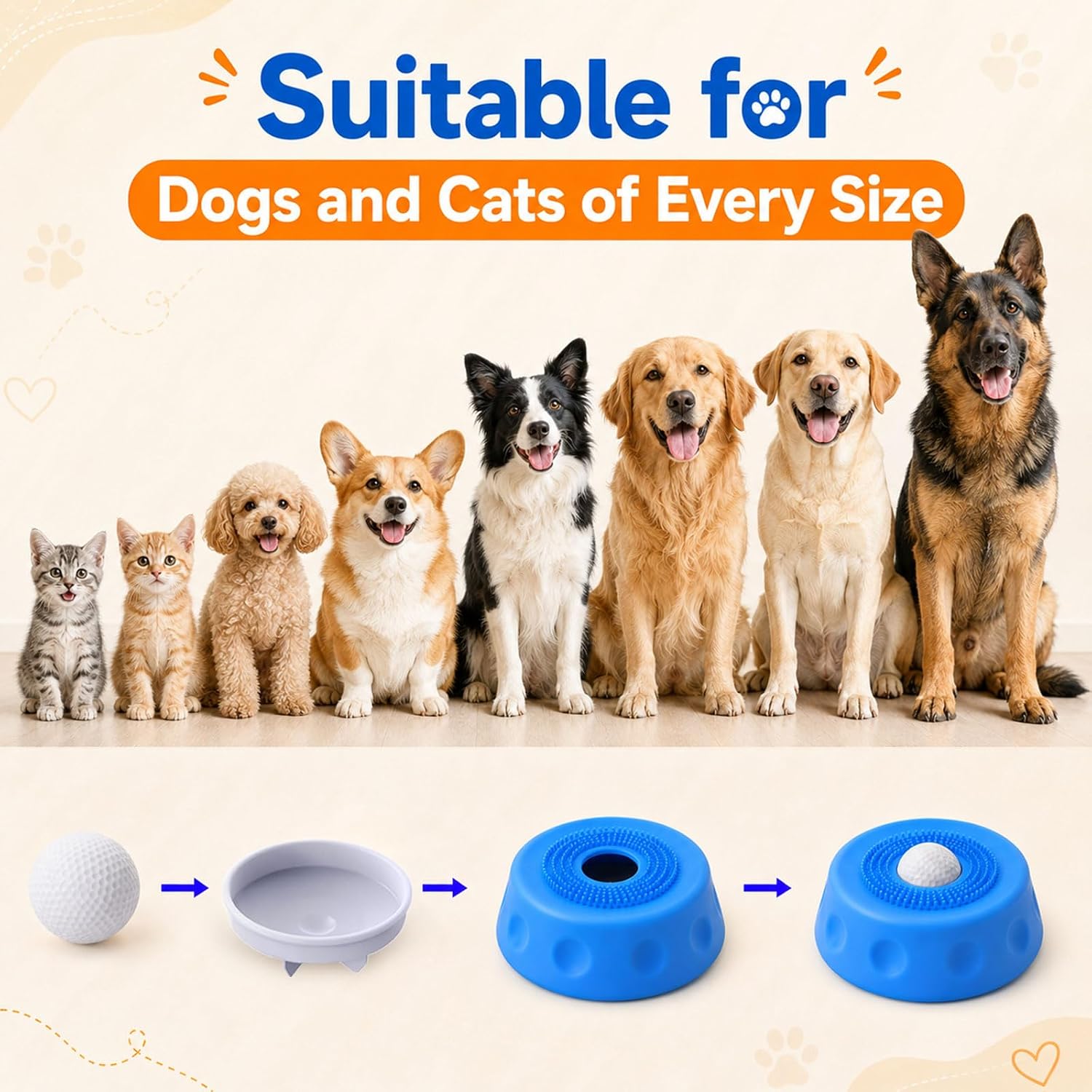 Dog Lick Bowl with Rolling Ball, Slow Feeder Bowl and Puzzle Feeder, Blue | Slow Feeder Dog Bowls with Non-Slip Silicone Base for Wet Food and Engaging Feeding, For Liquid Treats, Bone Broth & Yogurt