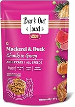 BARK OUT LOUD- Mackerel & Duck Wet Cat Food | Gran-Free Chunks in Gravy | Salmon Oil, Pumpkin & Taurine | All Breeds 85g (Pack of 1)
