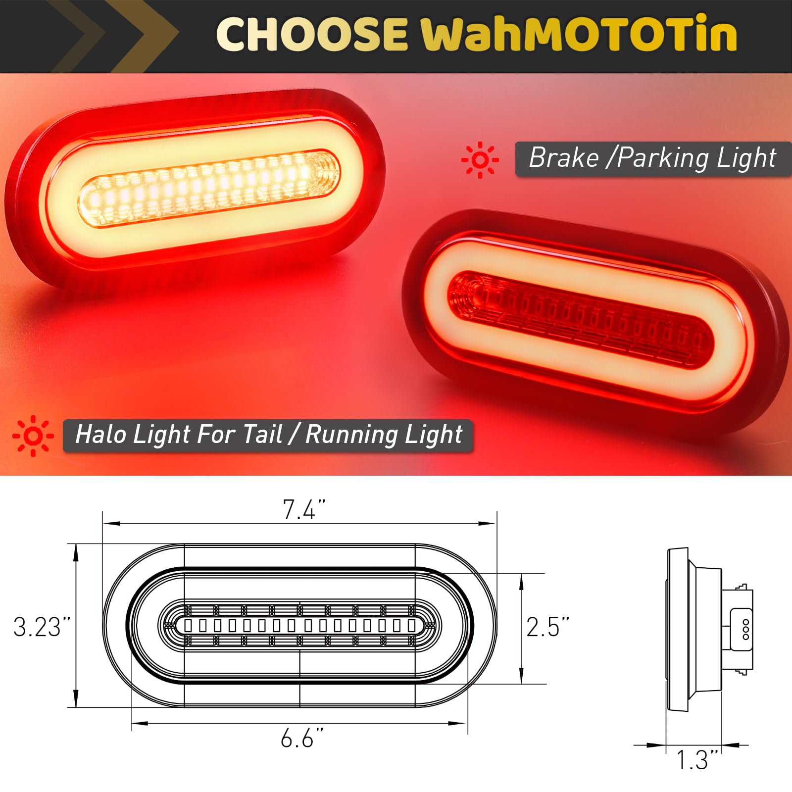 2 Red LED Oval Trailer Lights - 22 LED Stop/Turn/Tail Lights For Trucks, Trailers, RVs (United Pacific)