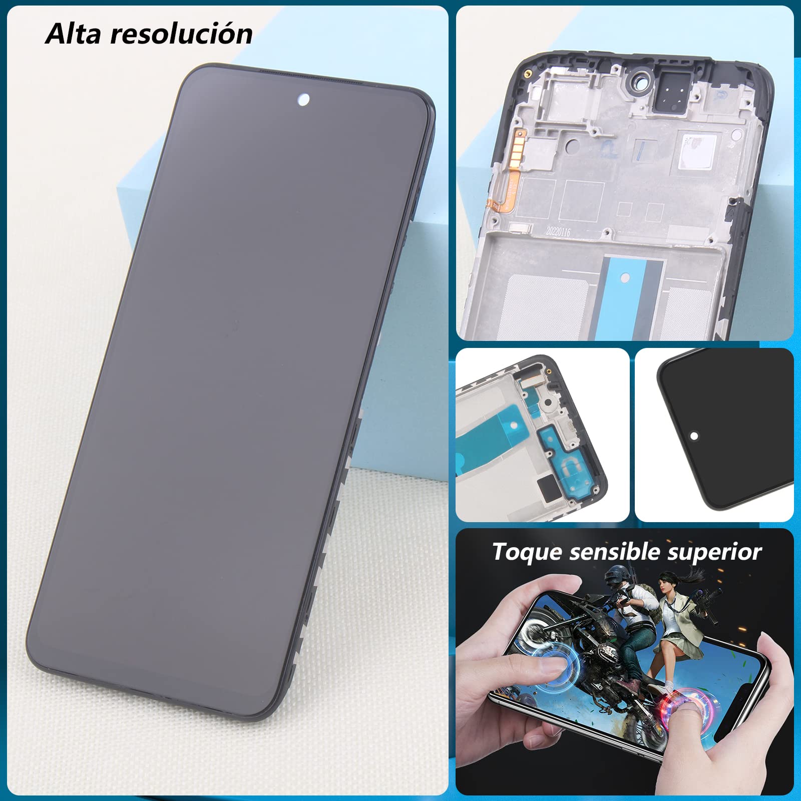 RongZy para Xiaomi Redmi Note 11/2201117TG/2201117TI/2201117TY/2201117TL LCD+Pantalla Táctil Digitalizador Asamblea Reemplazo +Reparación Herramientas(Negro)