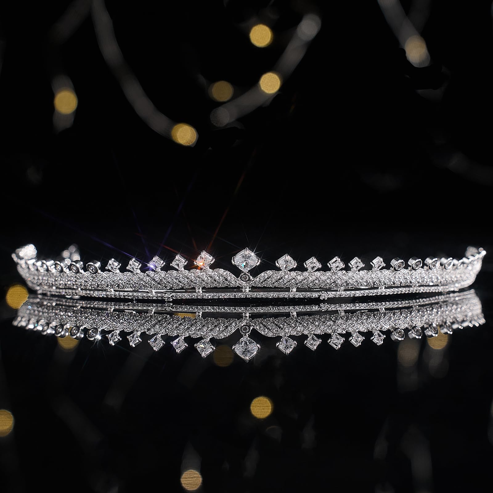 QXMYOO Tiaras de boda de circonita cúbica para novia, pequeña, dulce cumpleaños 16, graduación, corona de reina, tocado para 15 años, quinceañeras 2023, accesorios para el cabello de novia de plata