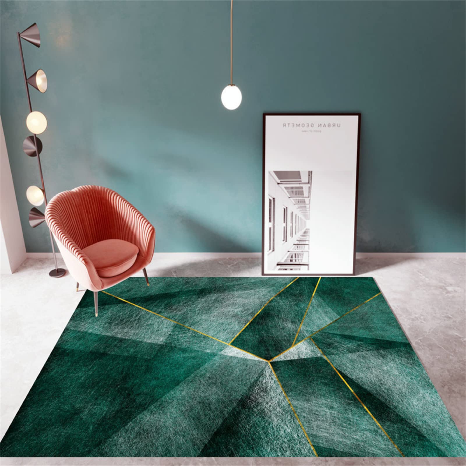 Tapis de salon vert bébé antidérapant pour sécuriser les pièces de vie