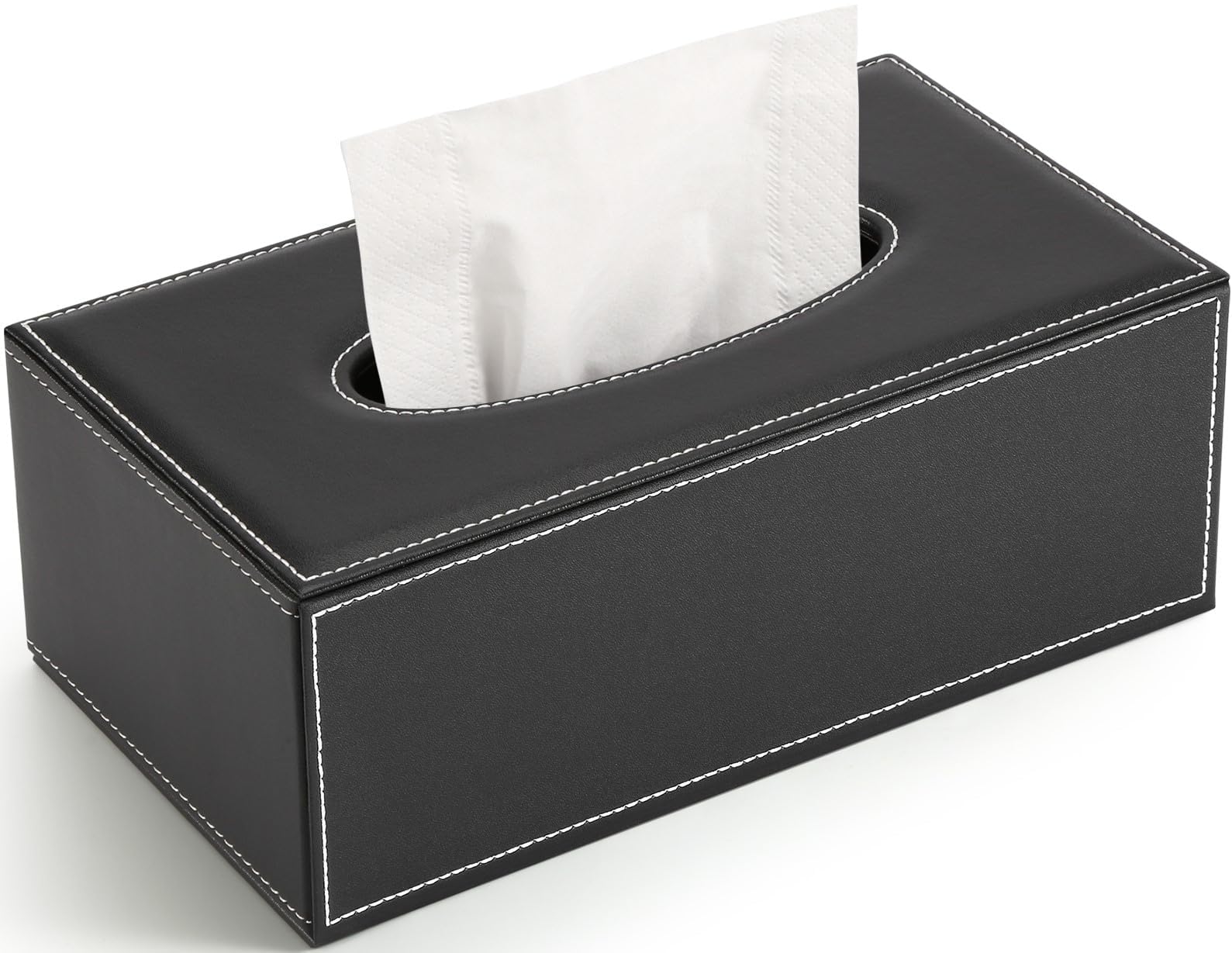 Deflecto Faux Leather Magnetic Close Rectangular Tissue Box Holder Tissue Dispenser Napkin Dispenser Tissue Cover Tissues not included (25x13.8x9.5cm)
