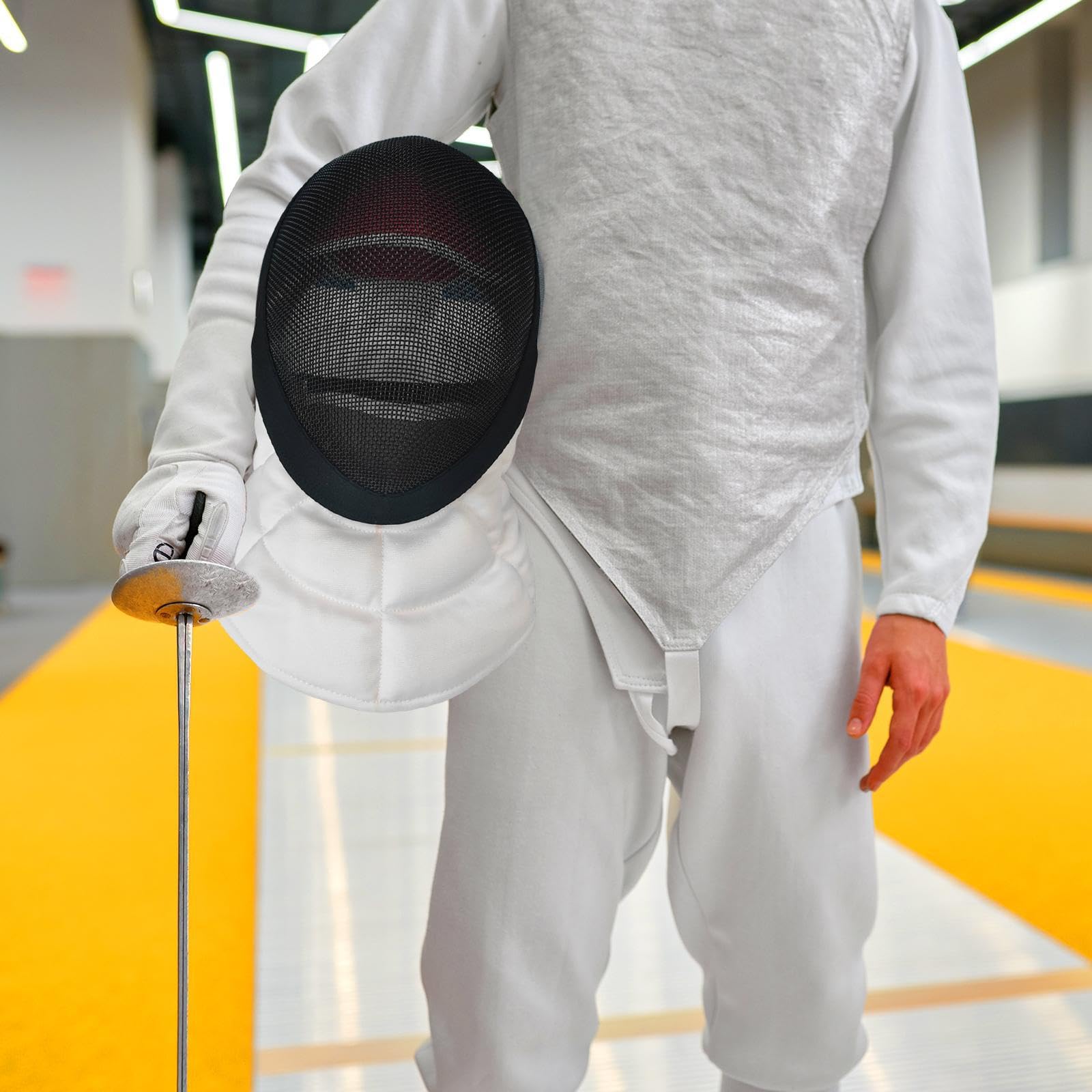 Fencing Maske Schutzhelm Metall Stabfest Gesichtsschutz Atmungsaktiv Komfortable Polsterung für Sparring Übung Training für Sportler Fencing F