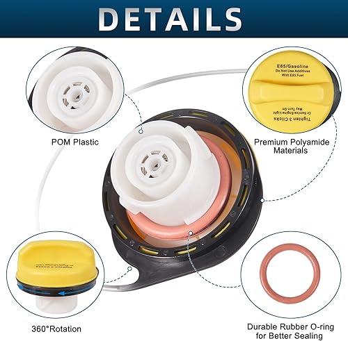 Miniatura 3 de Tapa del depósito de combustible compatible con Chevrolet Chevy Silverado 1500 2007-2011, Cadillac Escalade ESVEXT 2009-2011, GMC Sierra 1500 Yukon