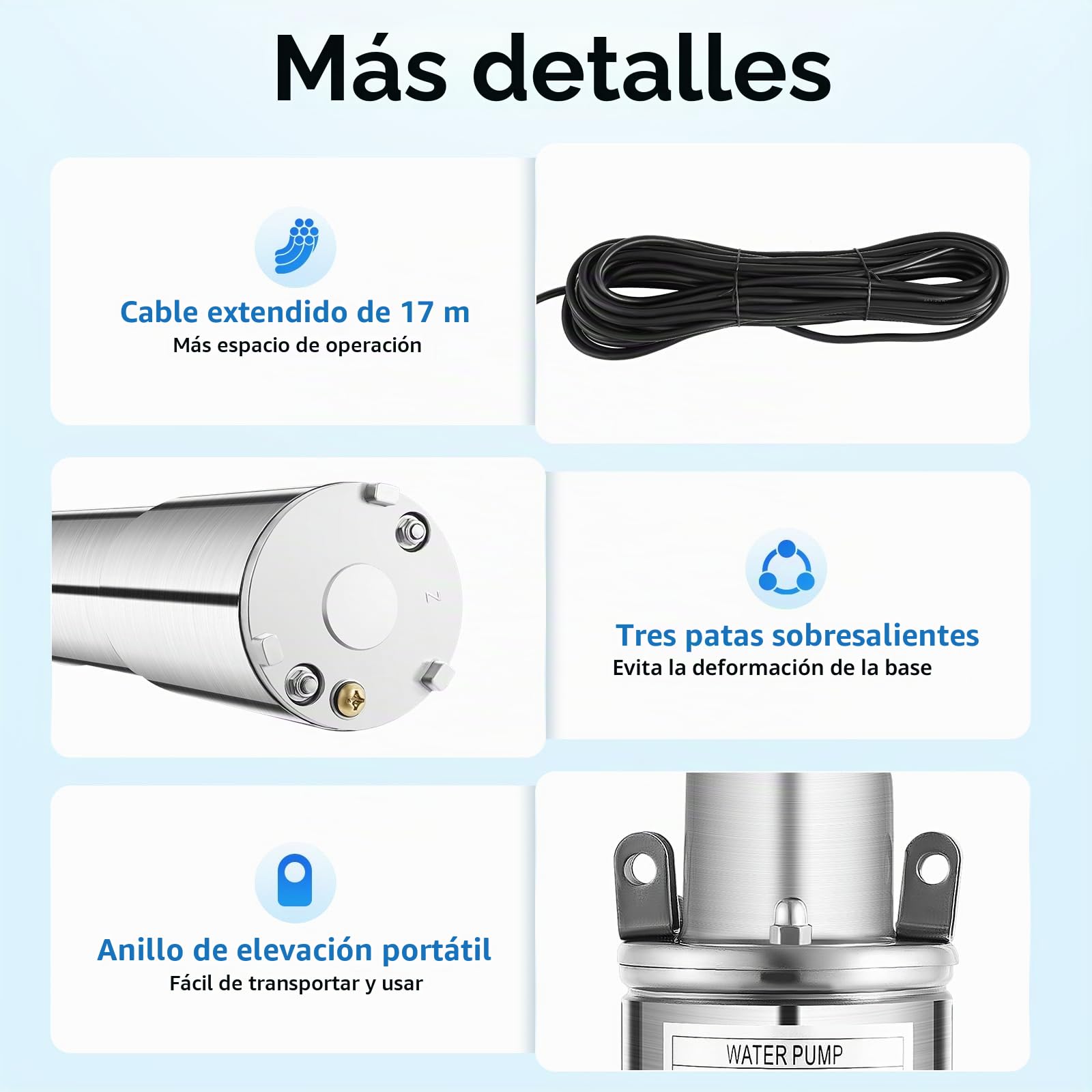 Bomba Para Pozos Profundos, 12 V, 180 W, De Acero Inoxidable, Sumergible, Salida De 25 Mm Hasta 20 M, 1,2 M³/H, Ideal Para Riego O Suministro De Agua