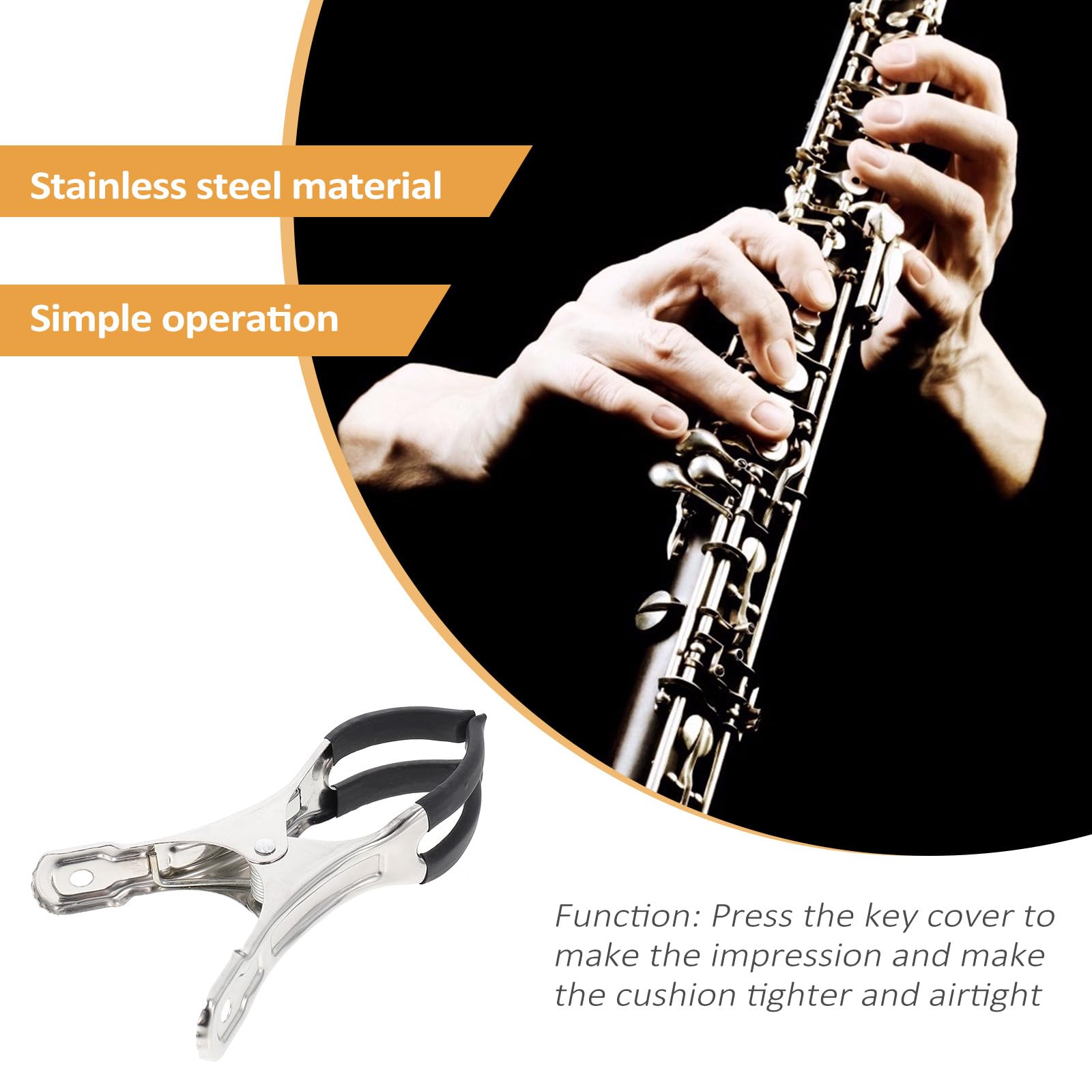 BESPORTBLE Outil de Réparation Saxophone et Clarinette en Acier Inoxydable Grand Format, Pince D'encoche Professionnelle 5 Pièces, Accessoires D'entretien pour Instrument à Vent, Usage