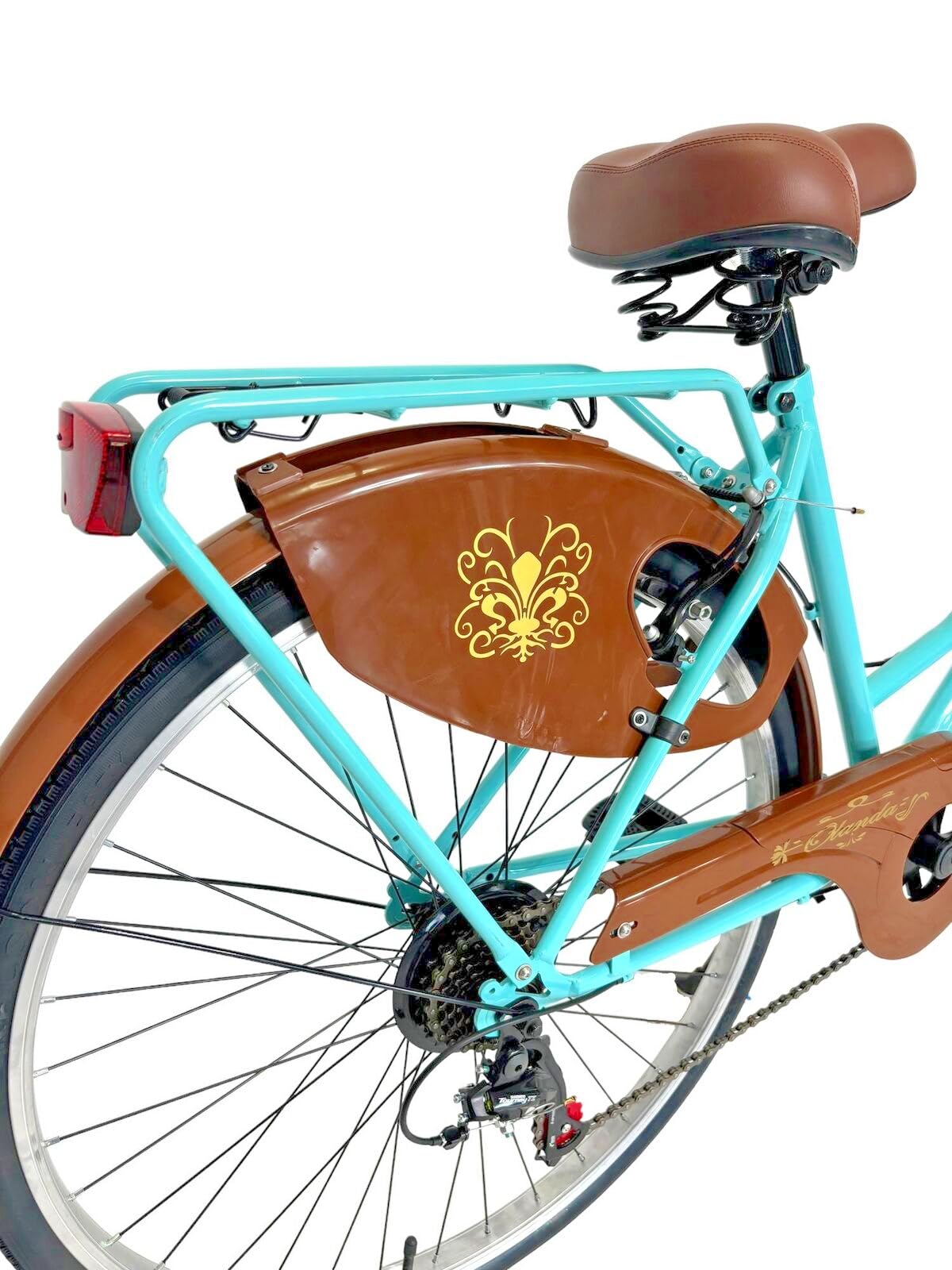 MADICKS Damenfahrrad Hollandrad Größe 26 Cityrad Vintage Retro mit Tiffany- Korb – Türkis mit Gangschaltung City Bike (Korb aus Eisen) Sport & Freizeit